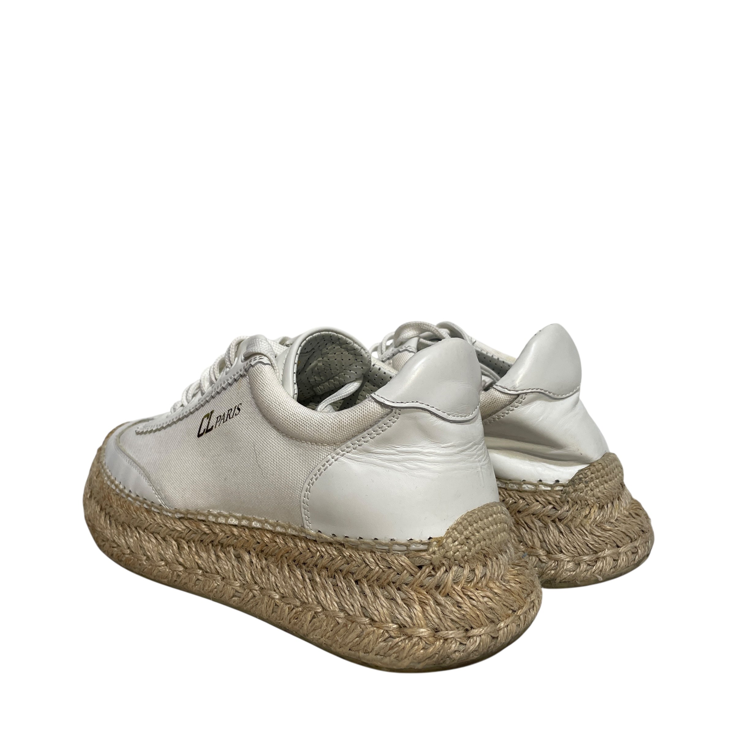 Christian Louboutin/Low-Sneakers/EU 38/Leather/WHT/Rope Sole view 2