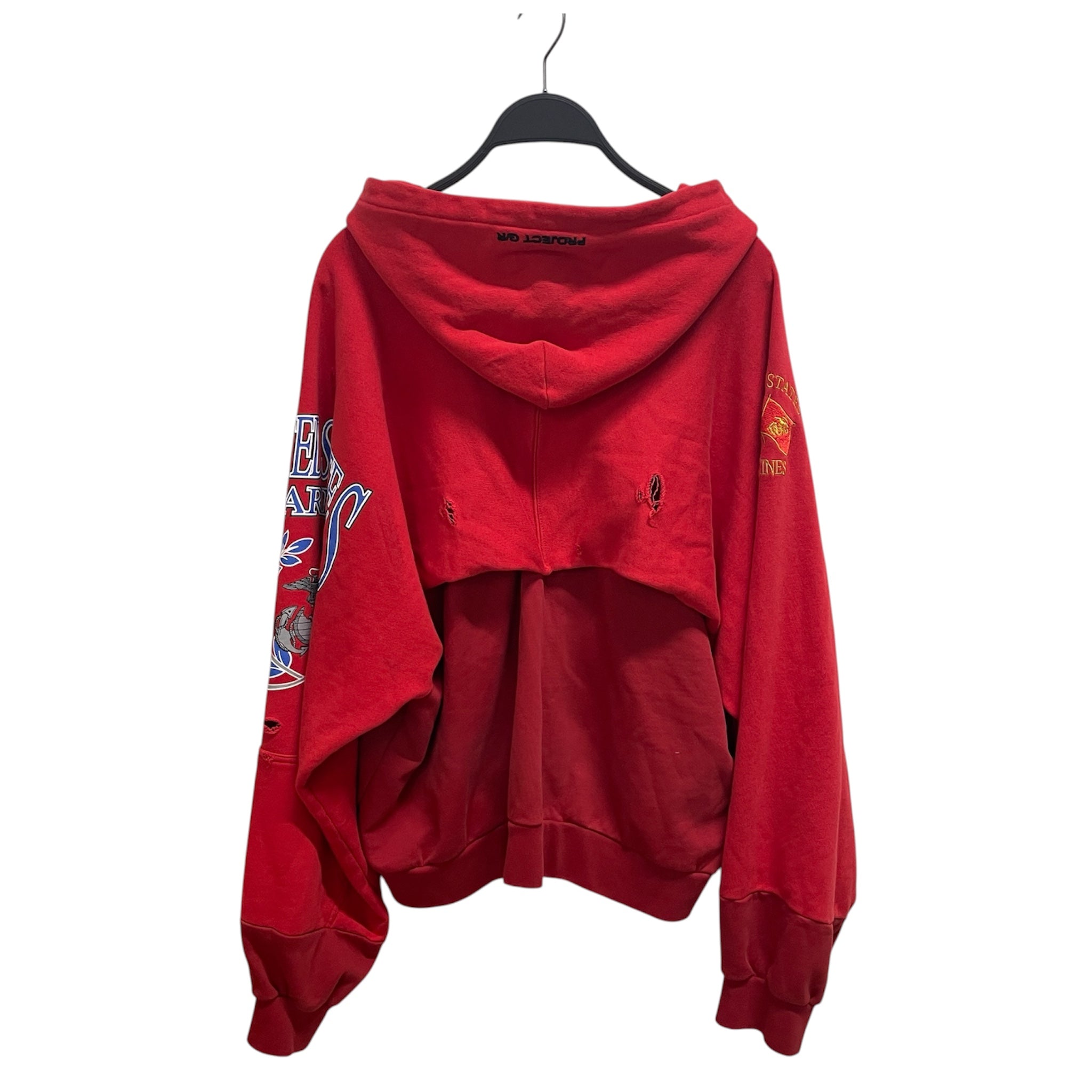 PROJECT G/R/Zip Up Hoodie/L/Cotton/RED/yllw marines cut/layered view 2
