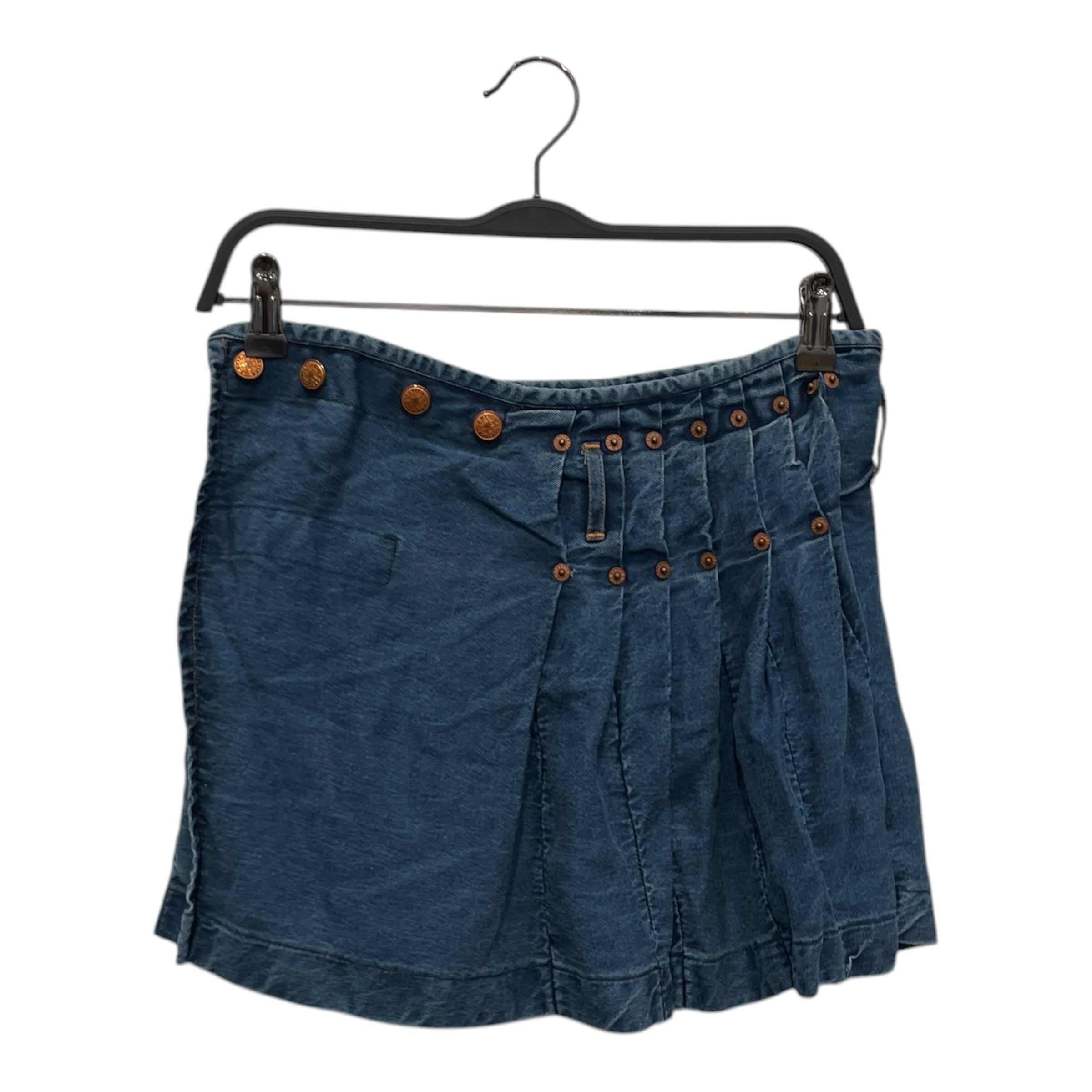 Jean Paul Gaultier/Skirt/36/Cotton/BLU/Mini Length/PLEATED/VELCRO CLOUSURE view 1