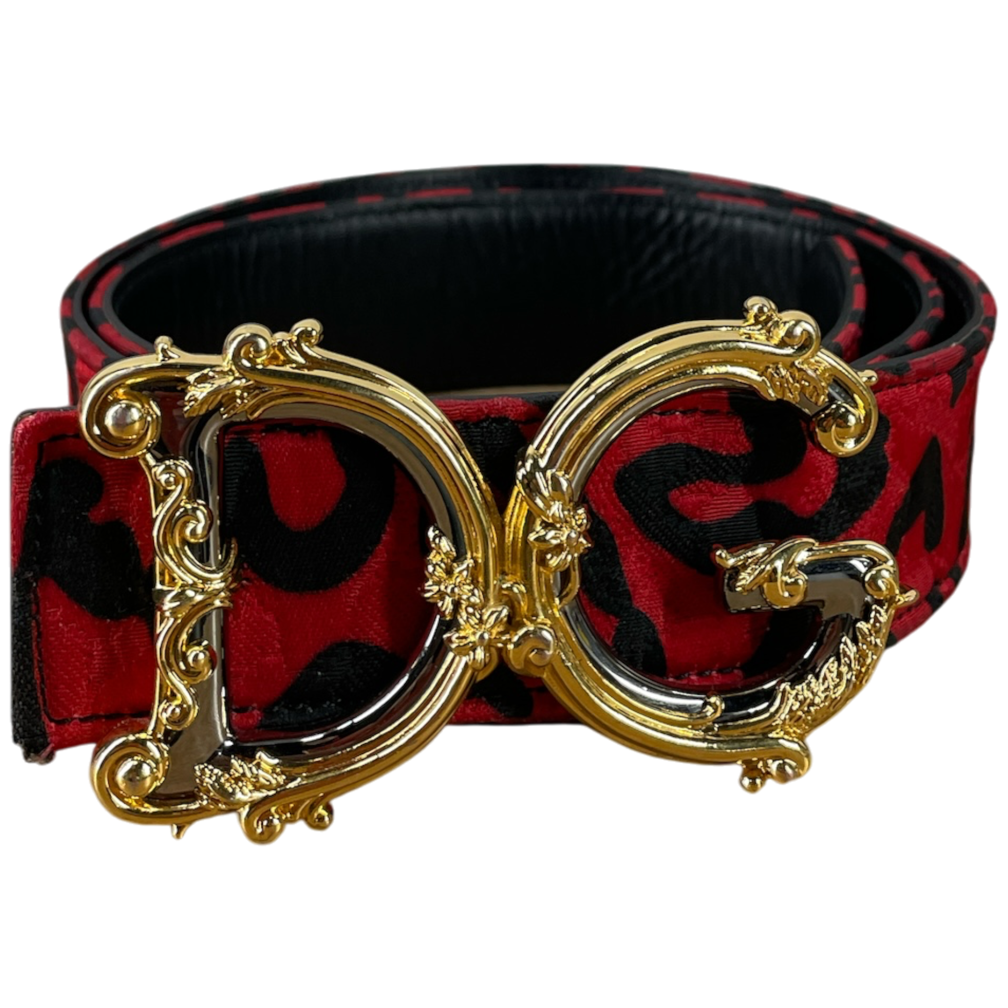 DOLCE&GABBANA/Belt/Animal Pattern/RED/L's/LEOPARD BAROQUE GOLD LOGO view 1
