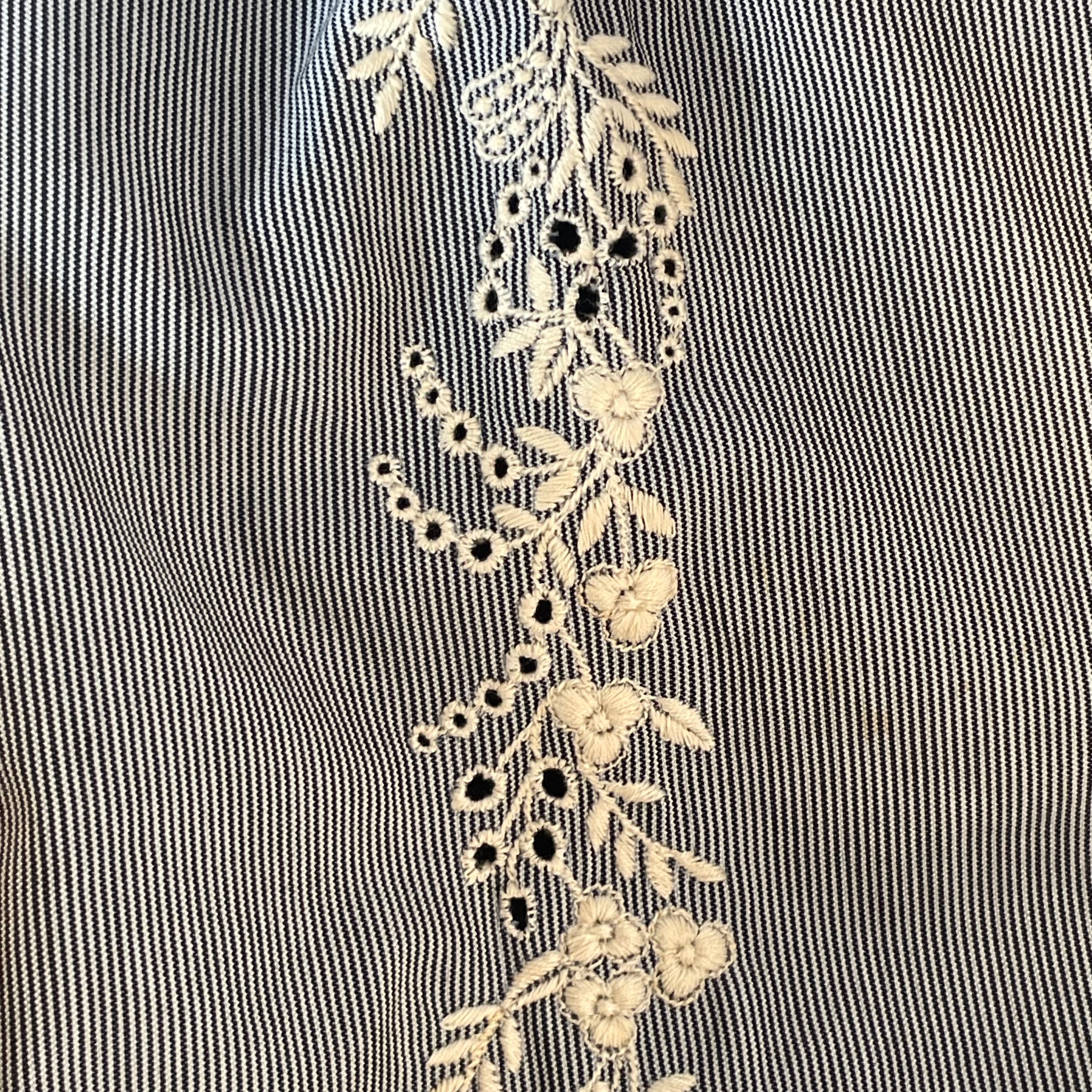 Alexander McQueen/Straight Pants/46/Cotton/NVY/Stripe/LACE FLOWERS view 3