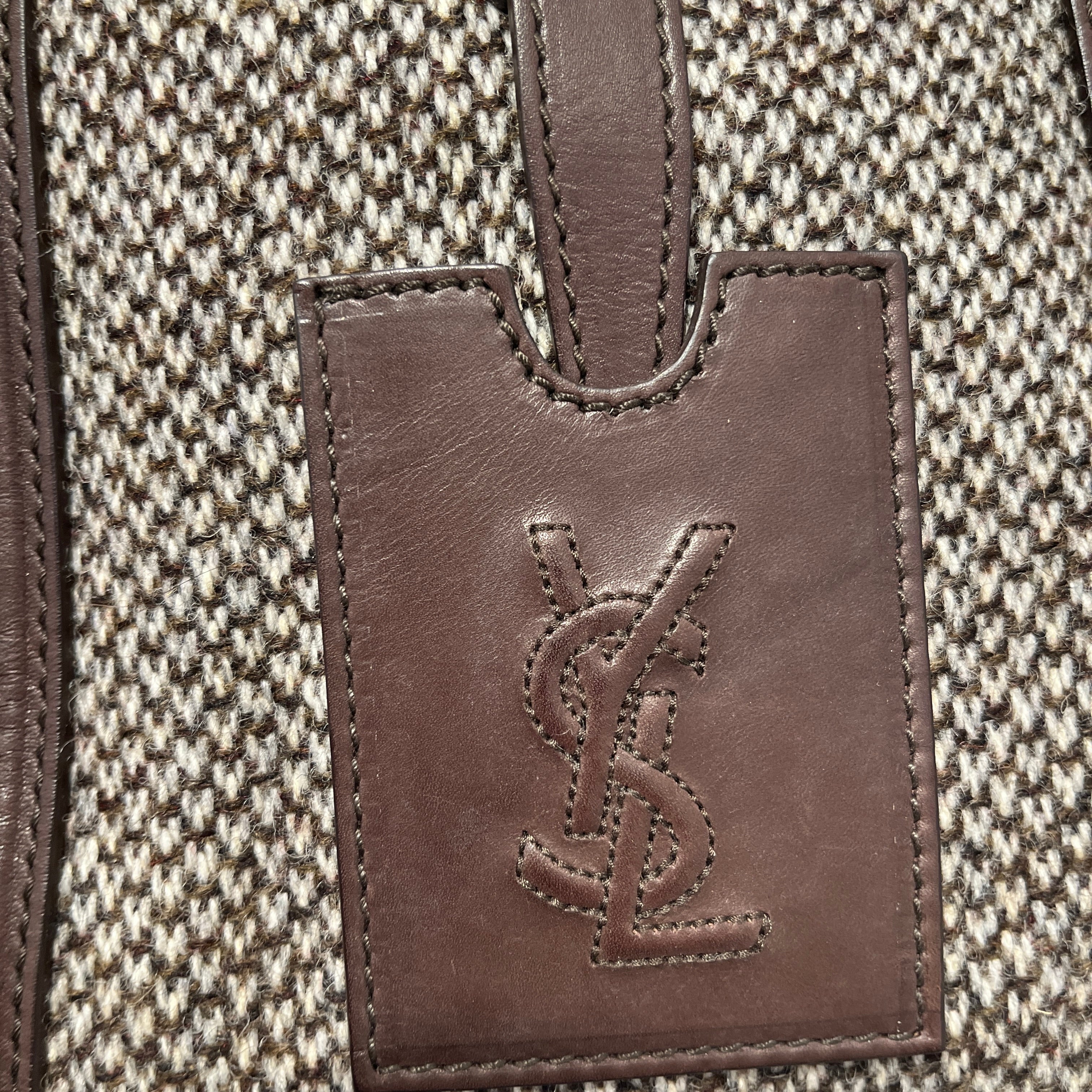 SAINT LAURENT/Tote Bag/All Over Print/Wool/BRW/tweed large tote view 3
