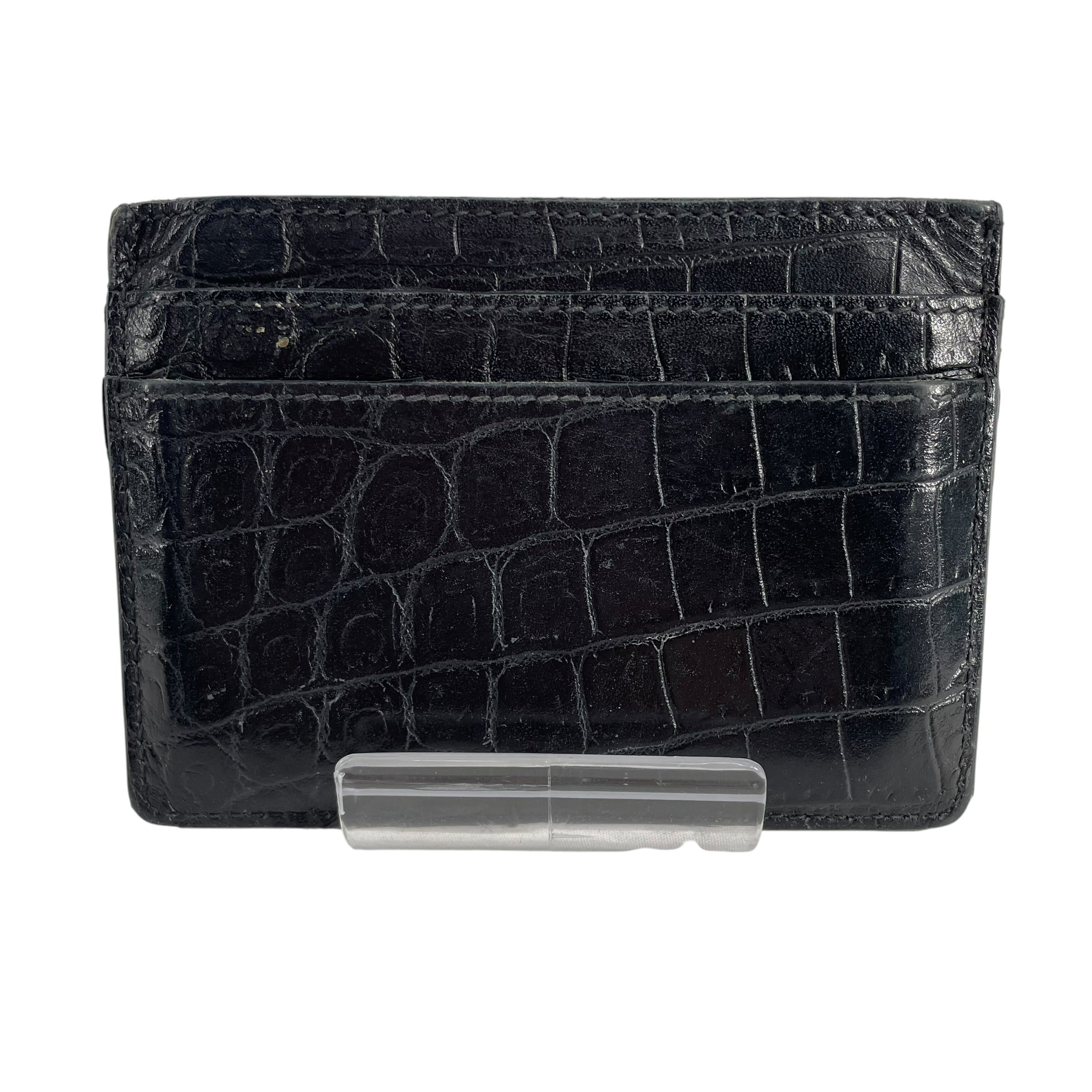 SAINT LAURENT/Wallet/Leather/BLK/CROC LEATHER CARDHOLDER view 2