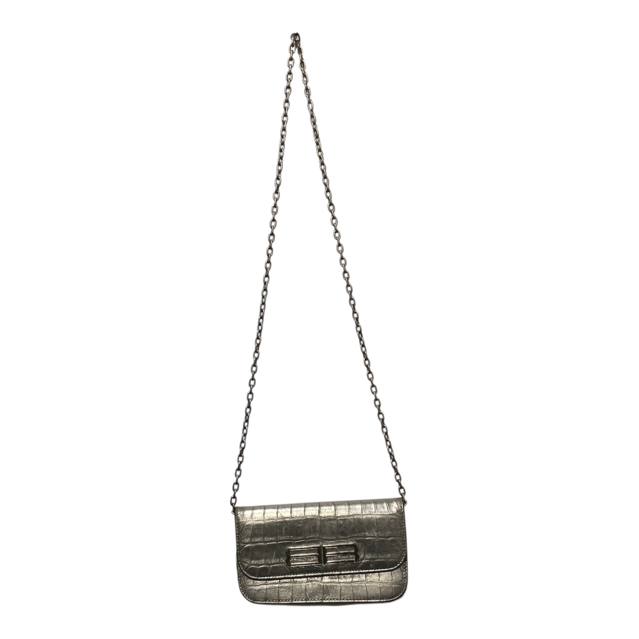 BALENCIAGA/Cross Body Bag/Animal Pattern/SLV/ wallet on chain crocodile view 1