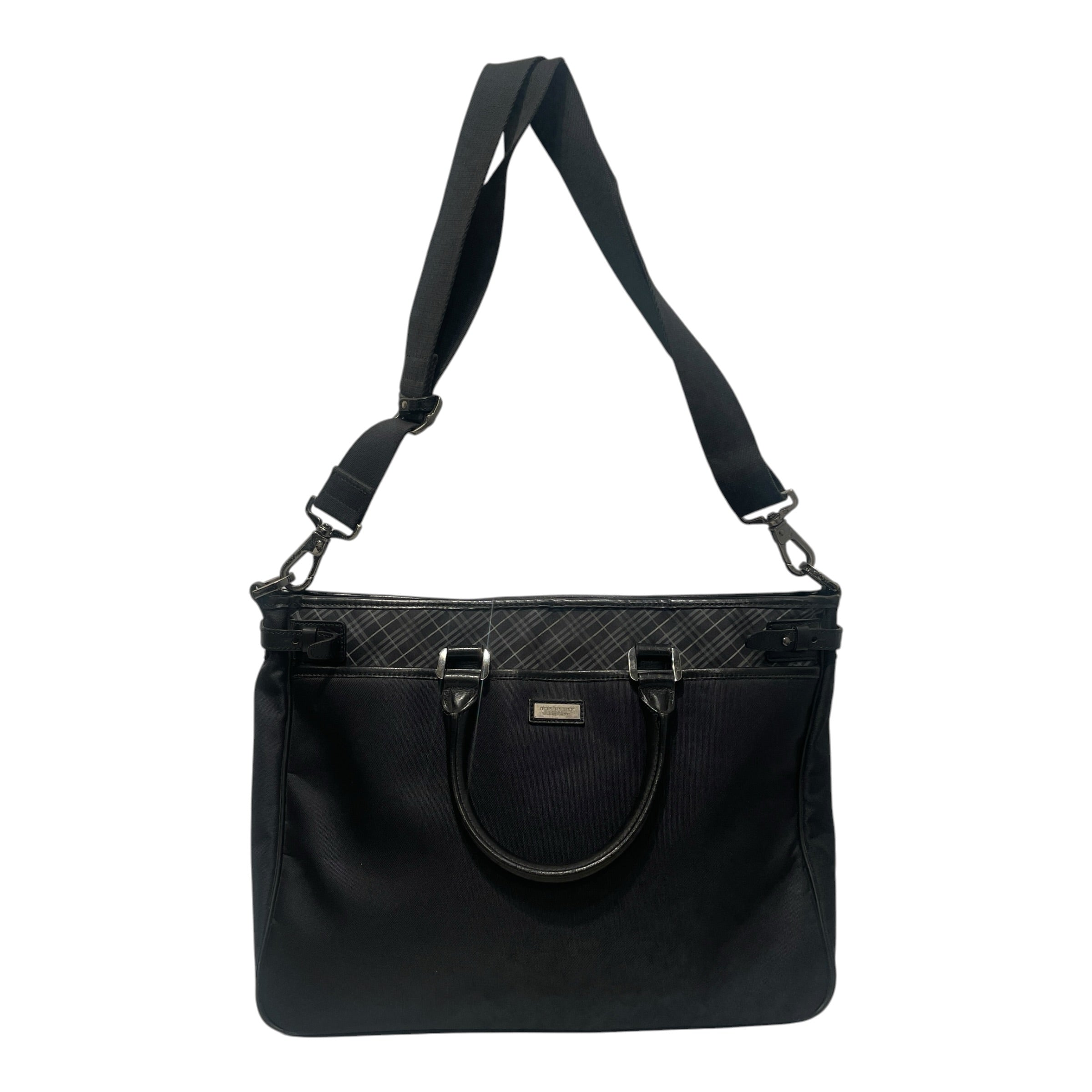 BURBERRY BLACK LABEL/Briefcase/Plaid/Nylon/BLK/Check-Pattern Business Brief view 1