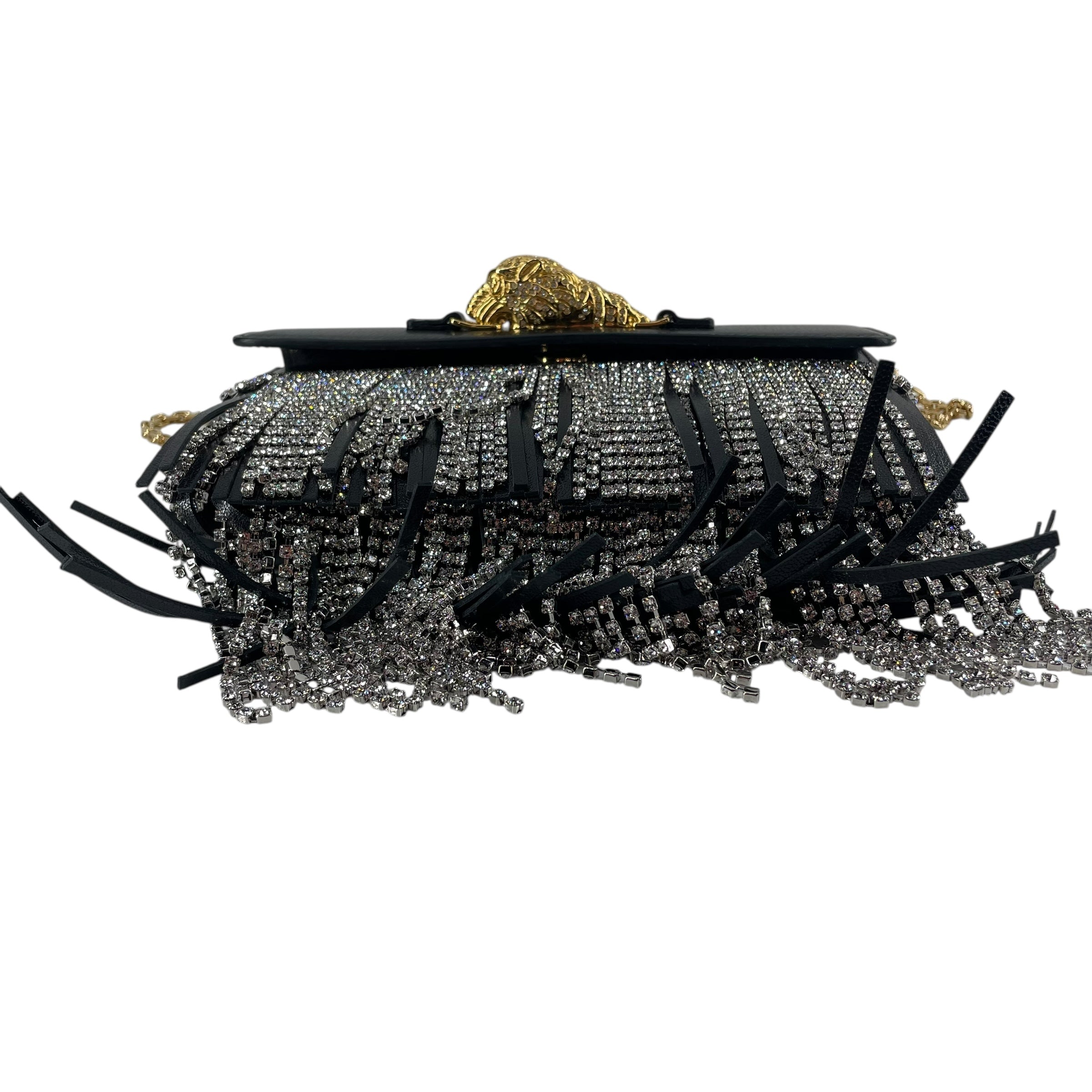 GUCCI/Hand Bag/Leather/BLK/CRYSTAL FRINGE BAG view 4