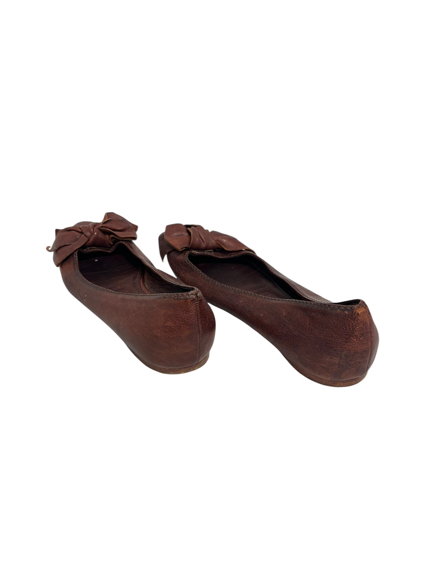 MIU MIU/Flat Shoes/EU 40/Leather/BRW/leather bow view 2