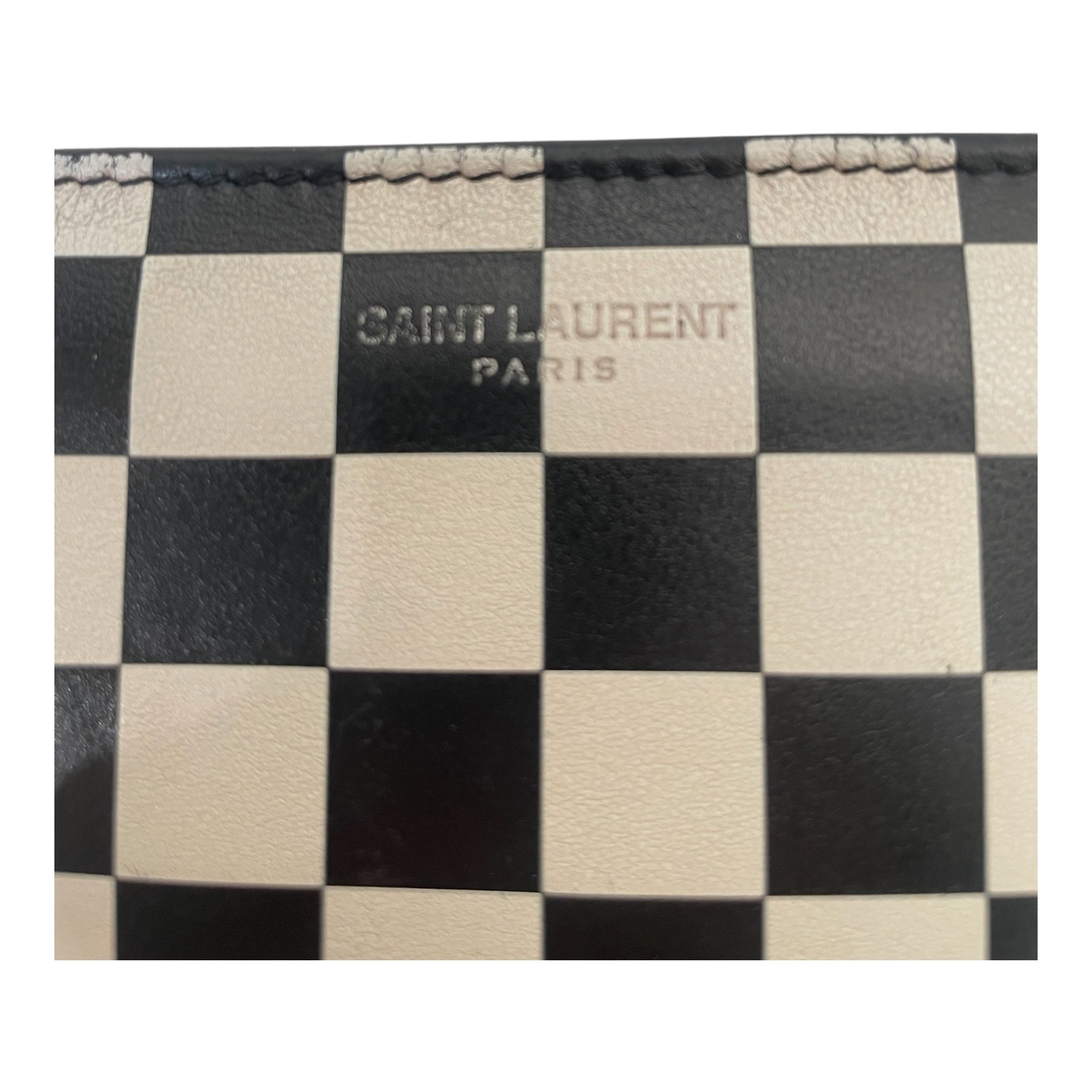 SAINT LAURENT/Bifold Wallet/Leather/BLK/CHECKER B&W view 5