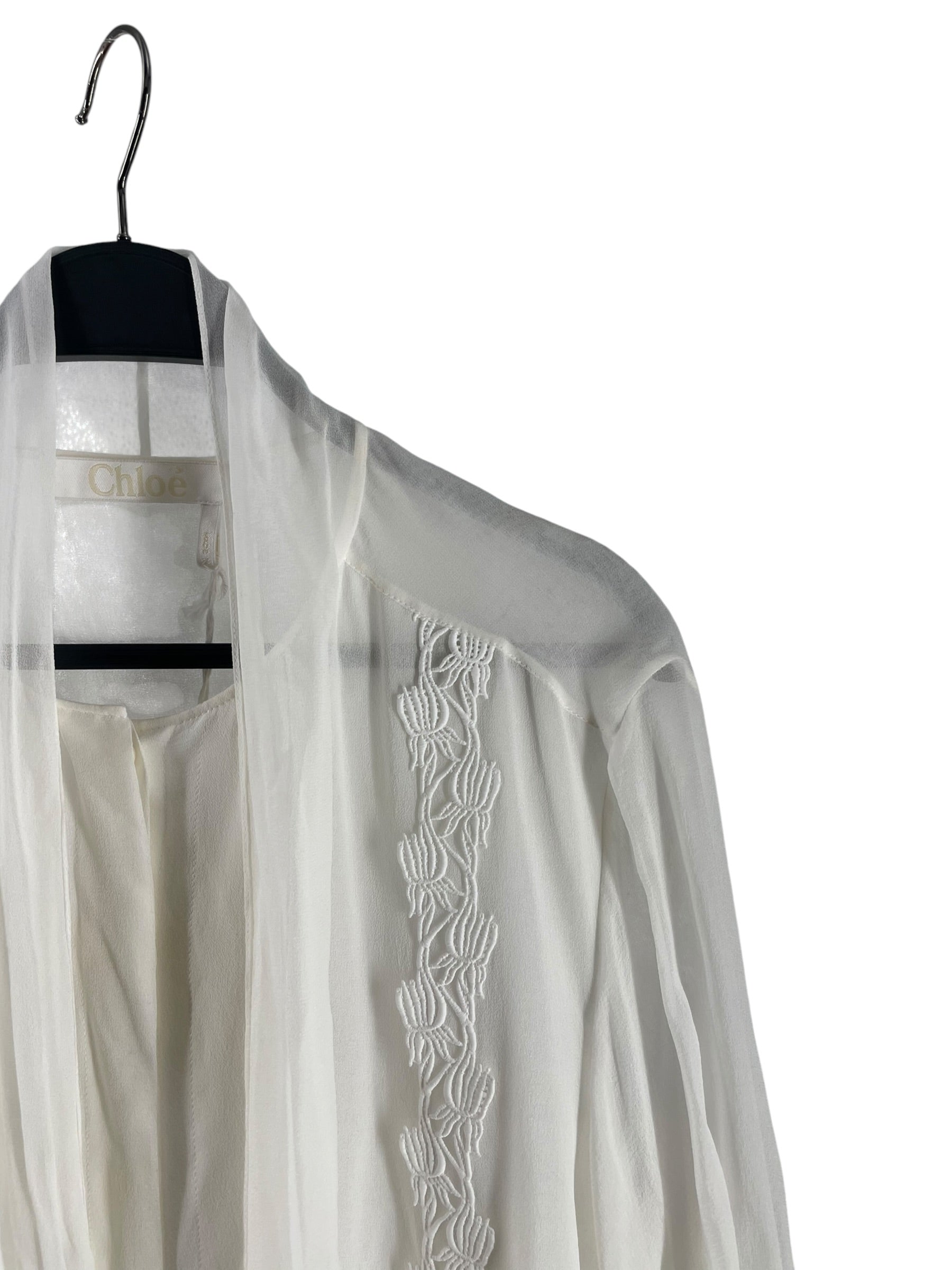 Chloe/LS Blouse/44/Polyester/CRM/ICONIC MILK SHEER BLOUSE view 3