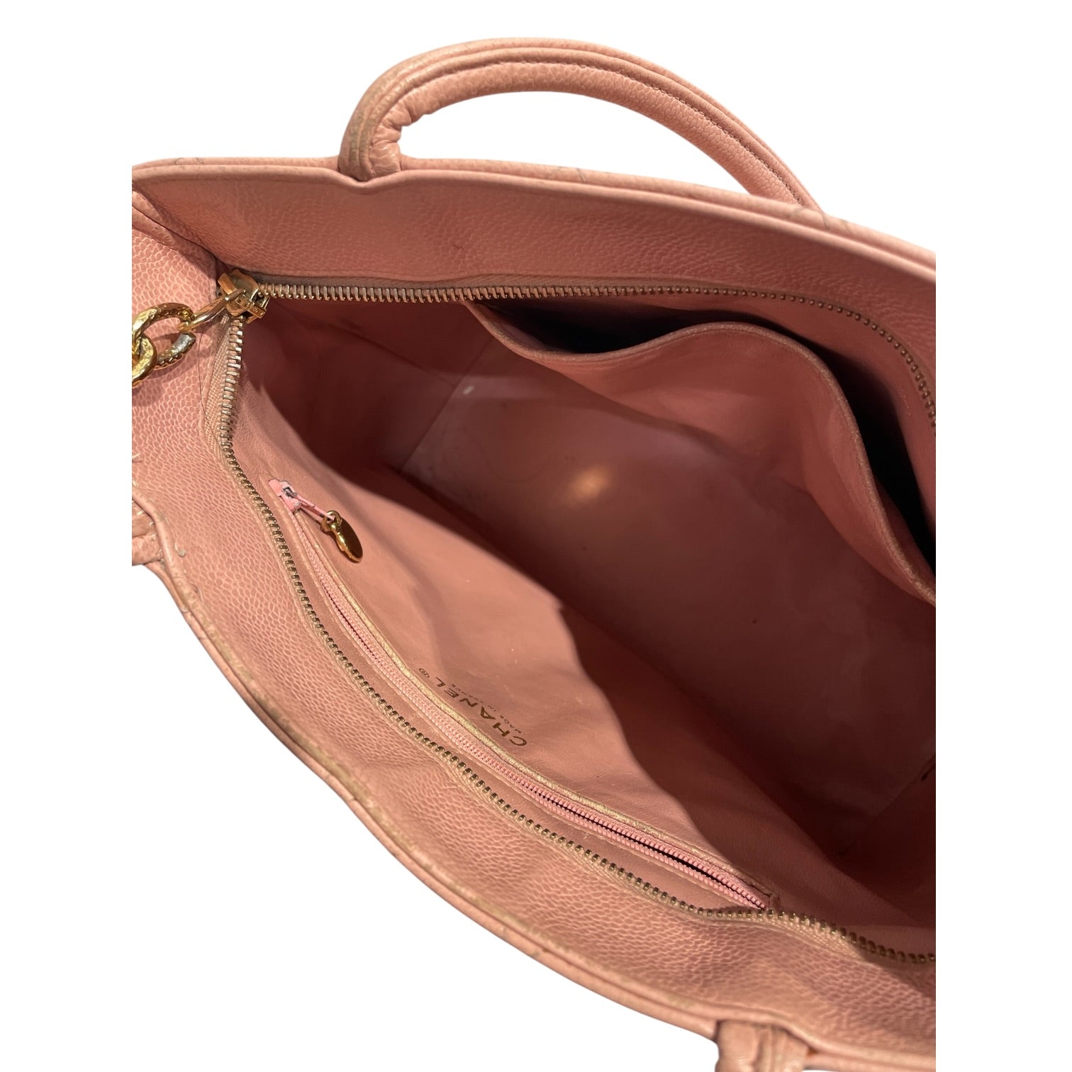 CHANEL/Hand Bag/Leather/PNK/Caviar Medallion Tote view 4