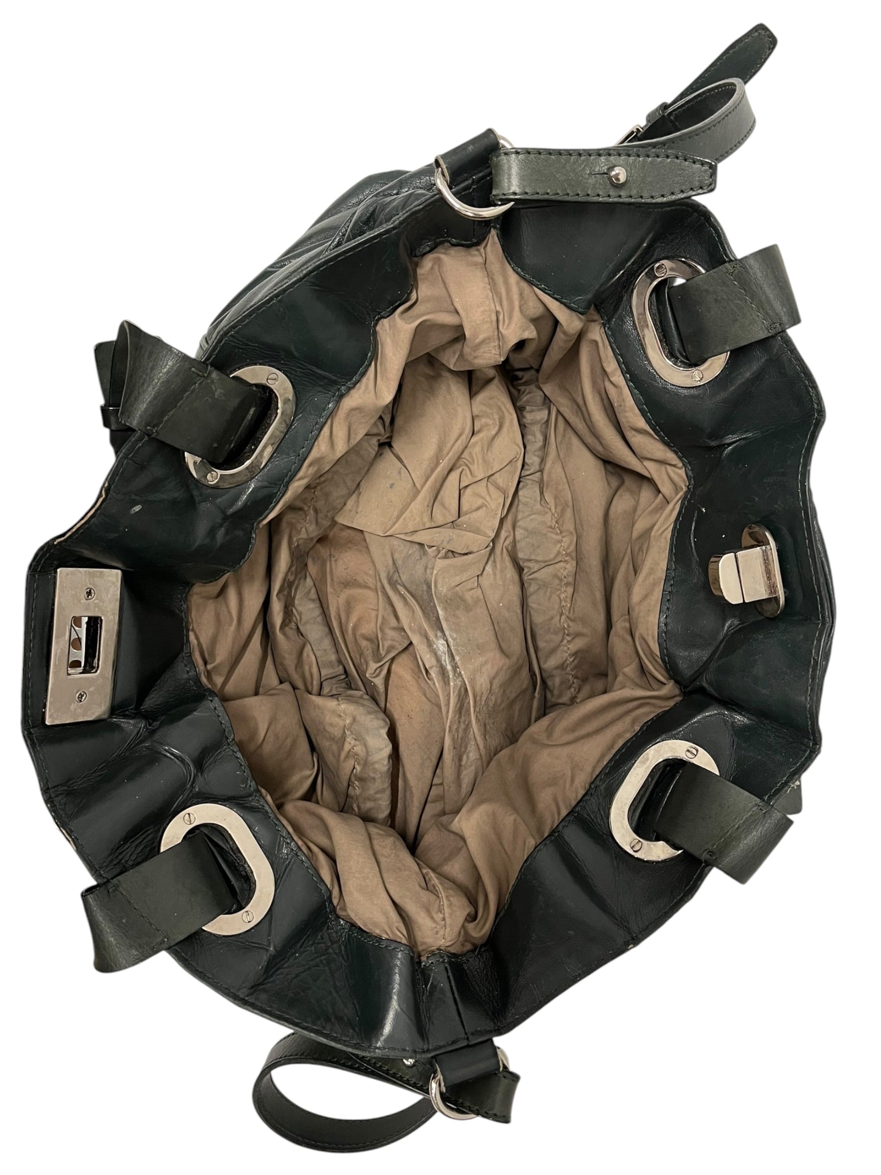 MARNI/Bag/Leather/GRN/cinch pouch puffed leather view 4