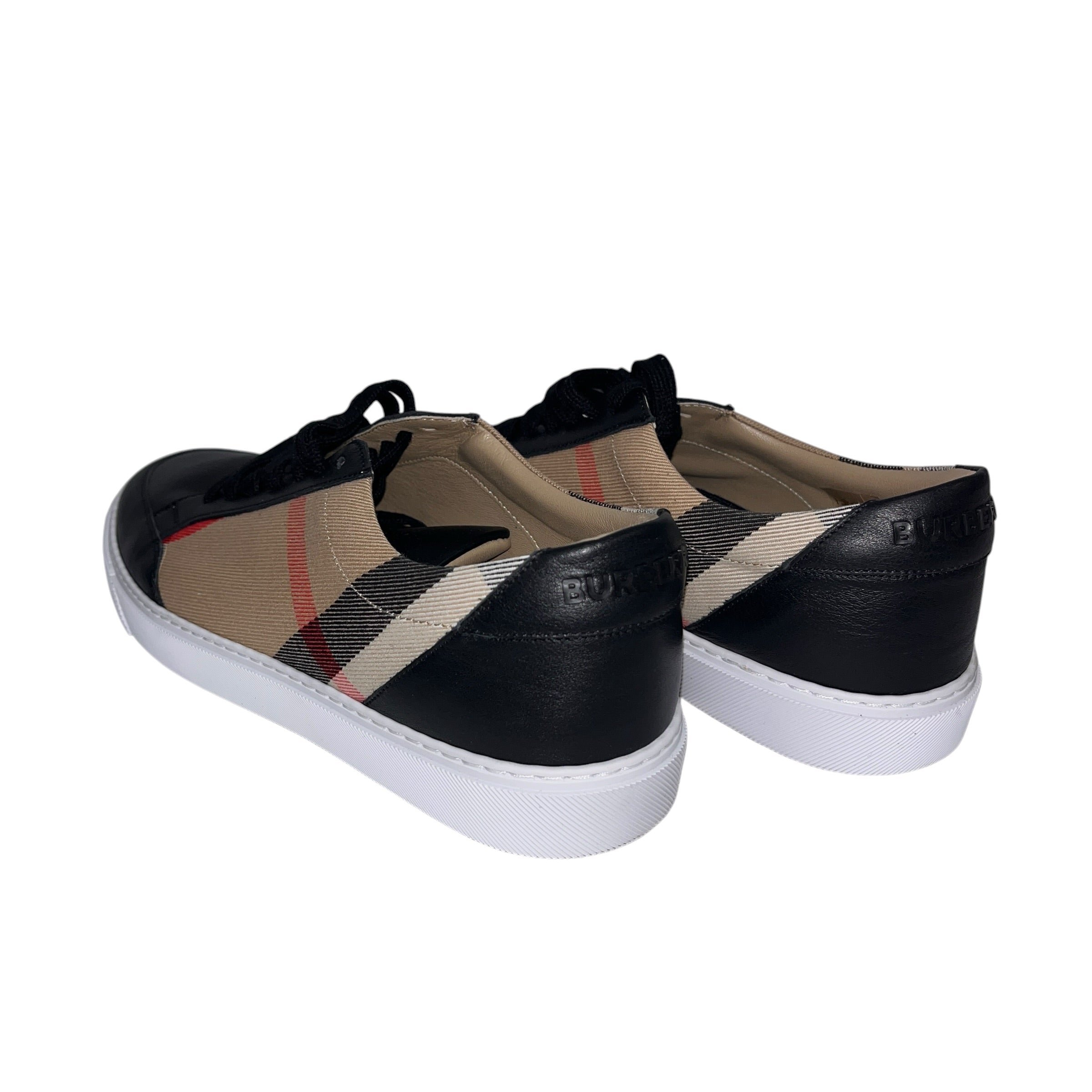 BURBERRY LONDON/Low-Sneakers/EU 39.5/Plaid/Leather/BLK/U-Tip/LT SNEAKER view 2