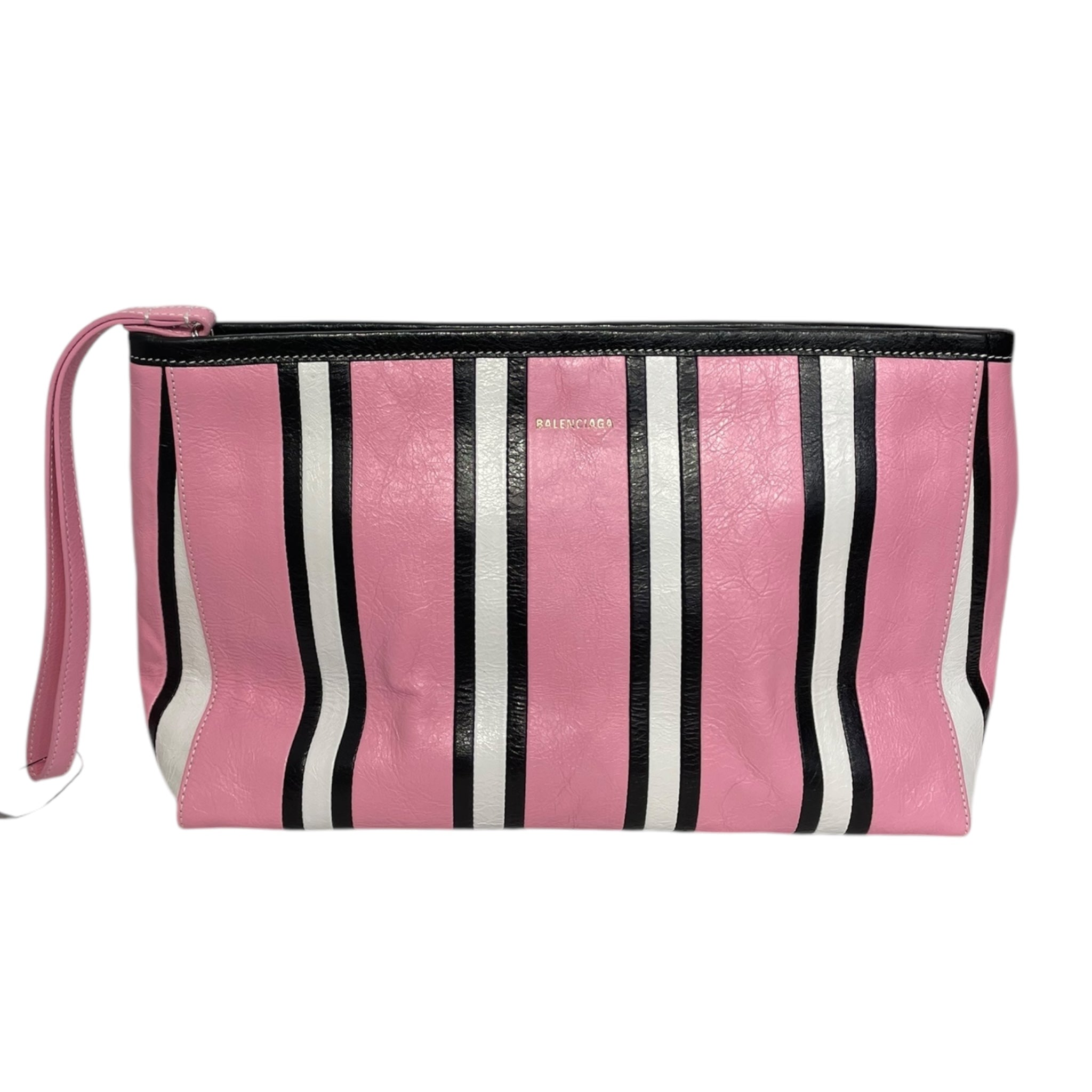 BALENCIAGA/Bag/OS/Stripe/Leather/PNK/Pink Blk Wht Stripe Bag view 1