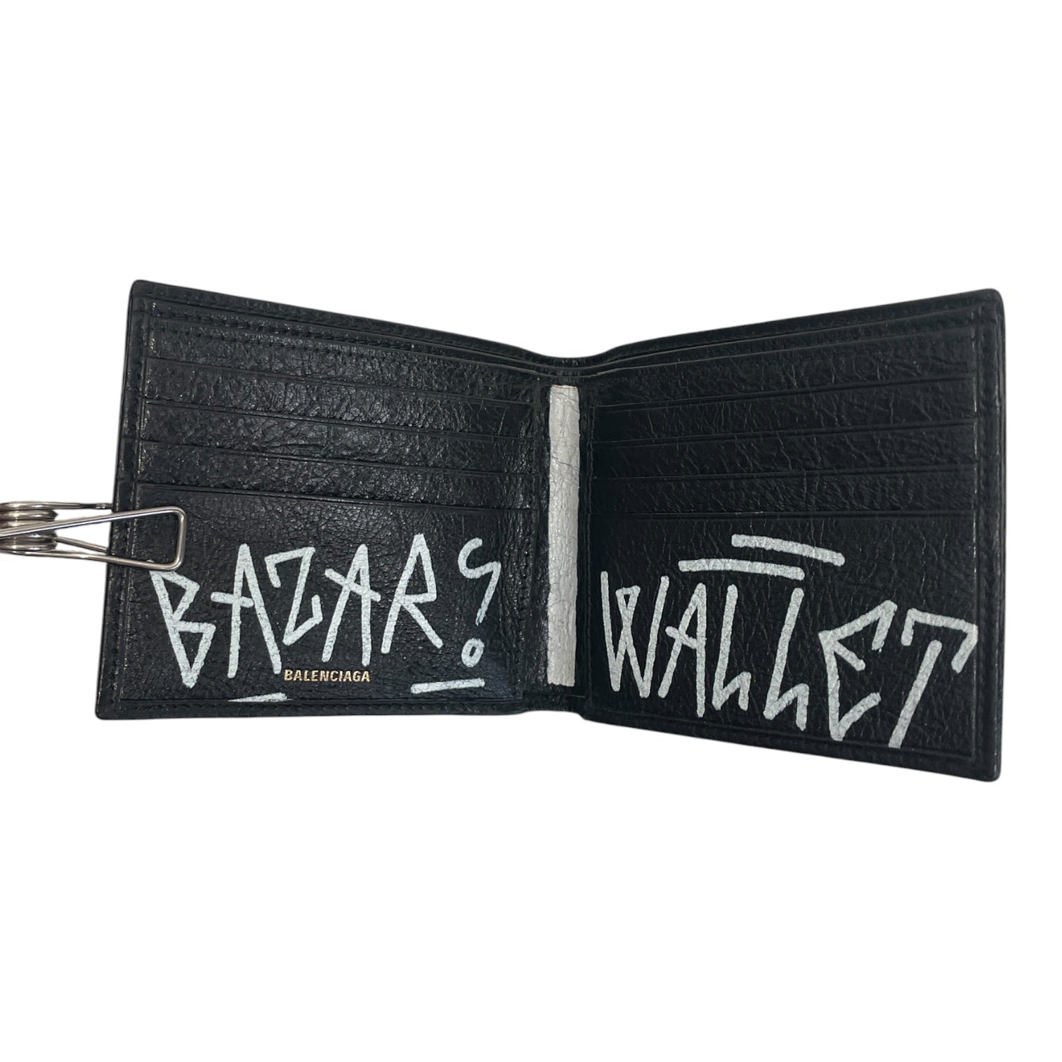 BALENCIAGA/Bifold Wallet/Graphic/Leather/BLK/M's/2018 BAZAR GRAFFITI view 4
