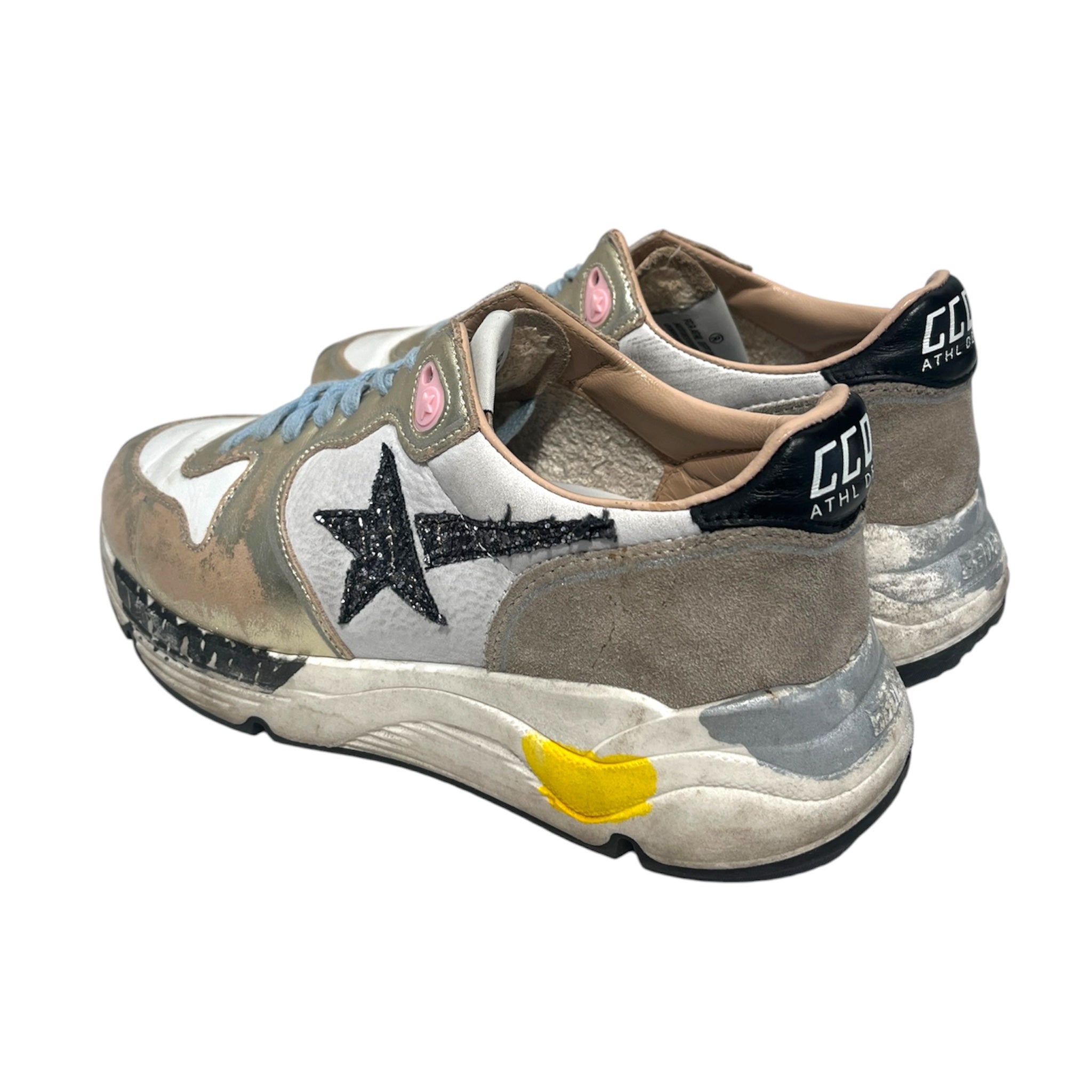 GOLDEN GOOSE/Low-Sneakers/EU 36/All Over Print/Leather/GLD/Chunky Heel/Running Sole Glitter Star view 2