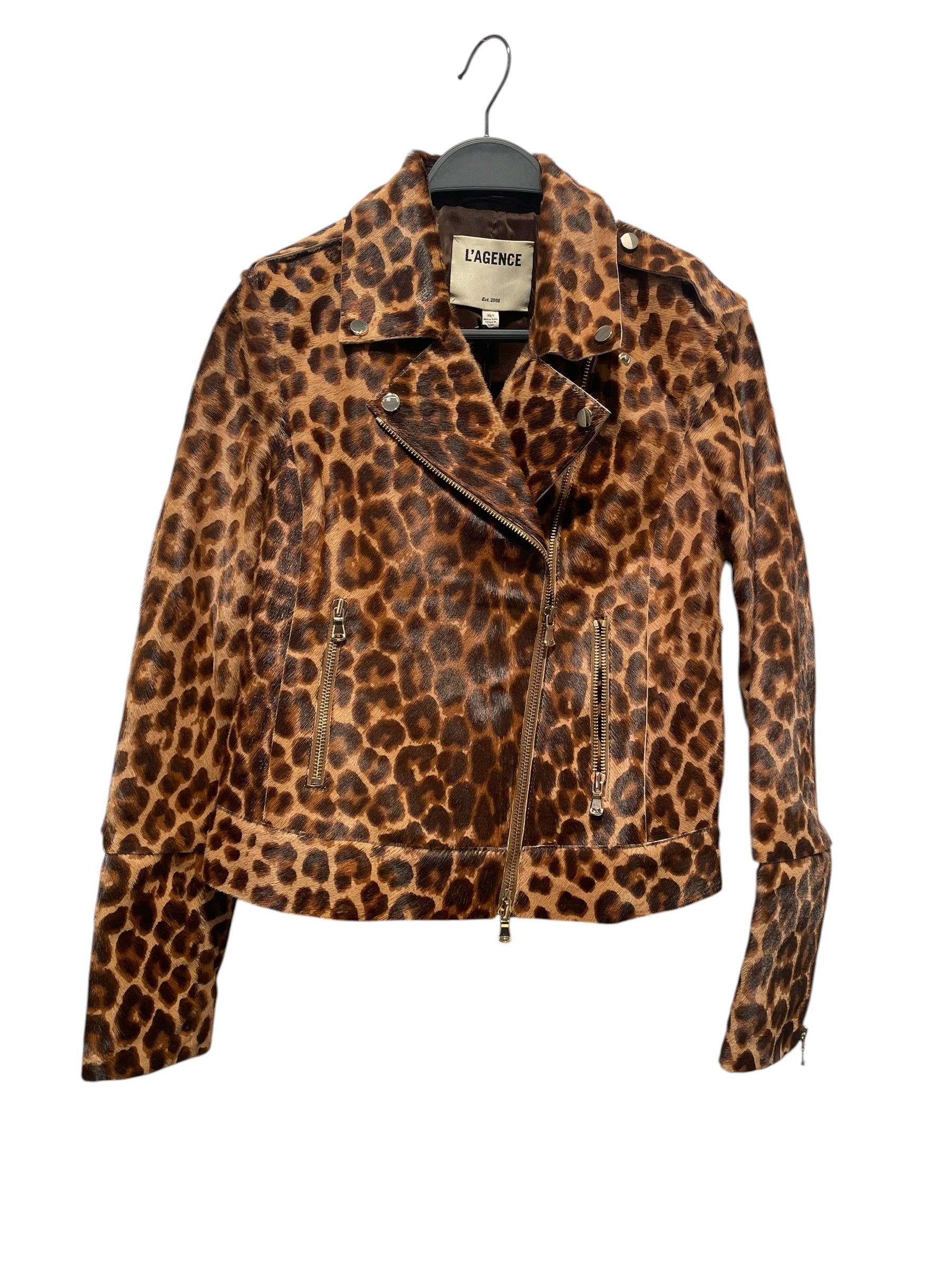 L'AGENCE/Riders Jkt (S)/XS/Leopard/Leather/CML/ view 1