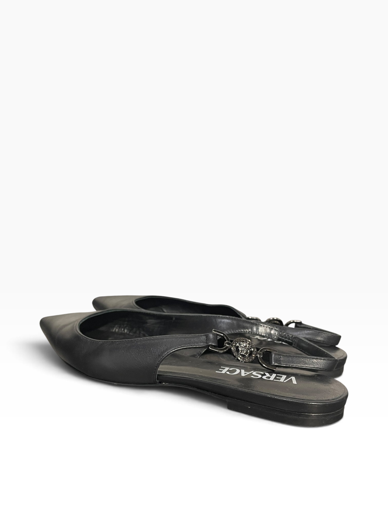 VERSACE/Sandals/EU 36.5/Leather/BLK/SLINGBACK POINT TOE view 2