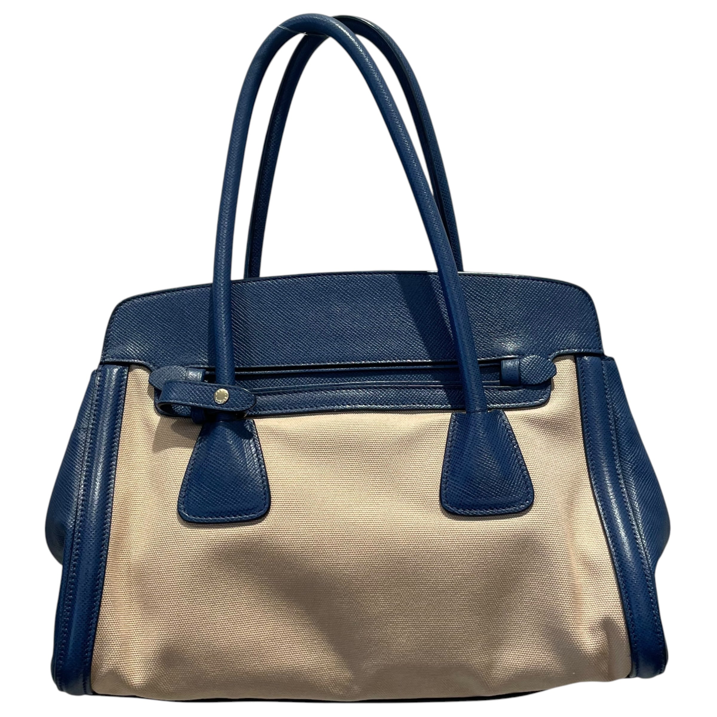 PRADA/Tote Bag/Leather/NVY/Cuir Frame COnvertible Tote view 2