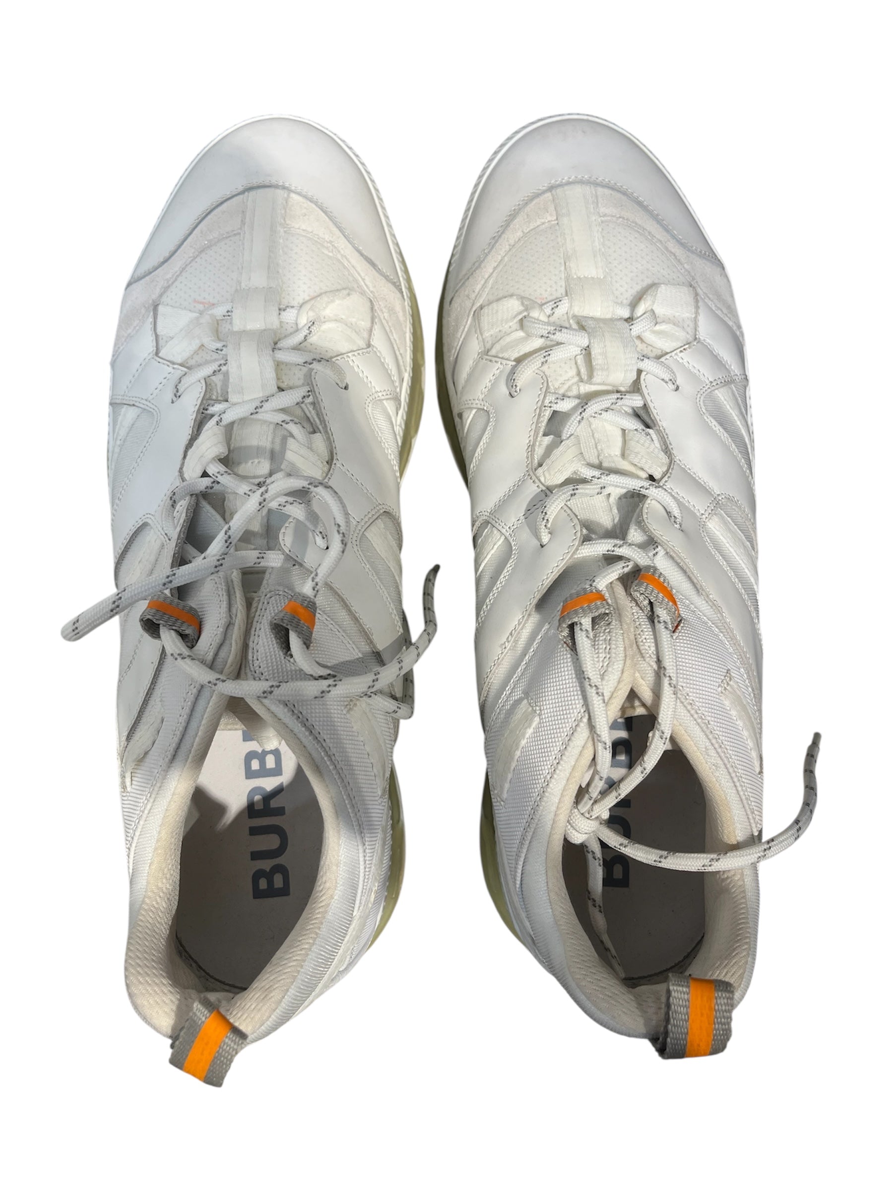 BURBERRY/Low-Sneakers/EU 44/Leather/WHT/clear sole side bt logo view 5