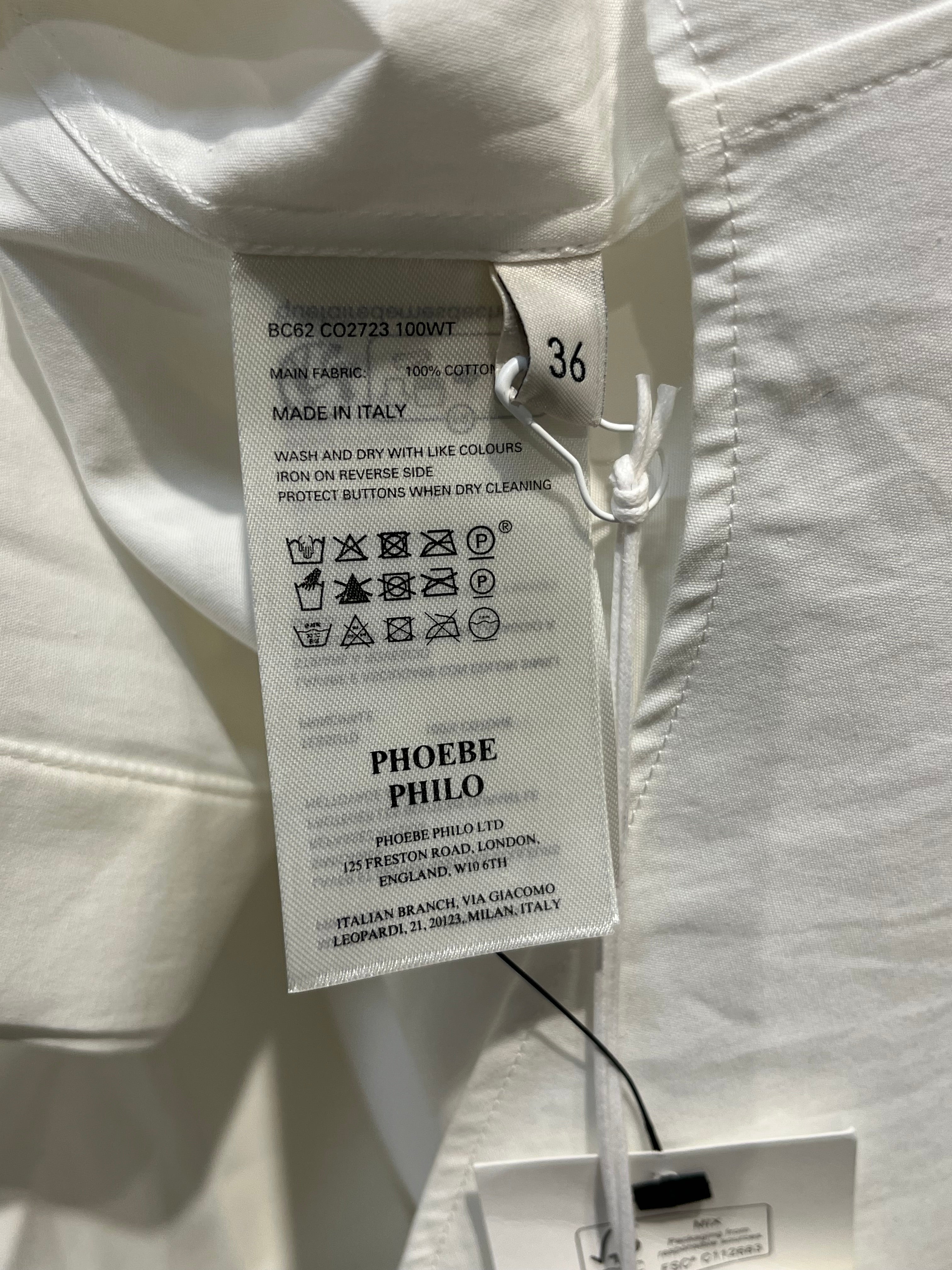 PHOEBE PHILO/LS Blouse/36/Cotton/WHT/TIE NECK SHIRT BUTTON DOWN view 4
