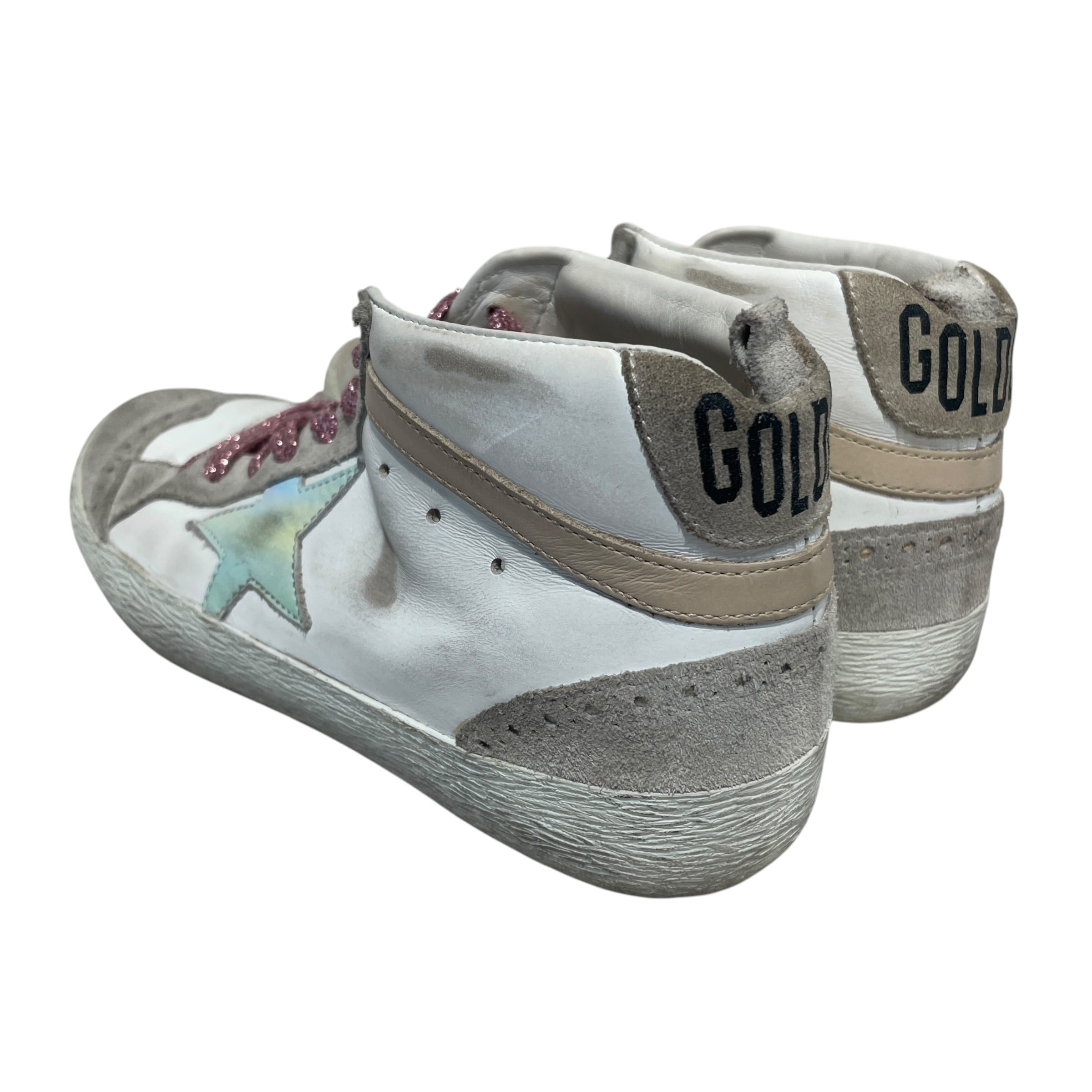 GOLDEN GOOSE/Hi-Sneakers/EU 37/Leather/WHT/Mid Star Sparky Pink Lace view 2