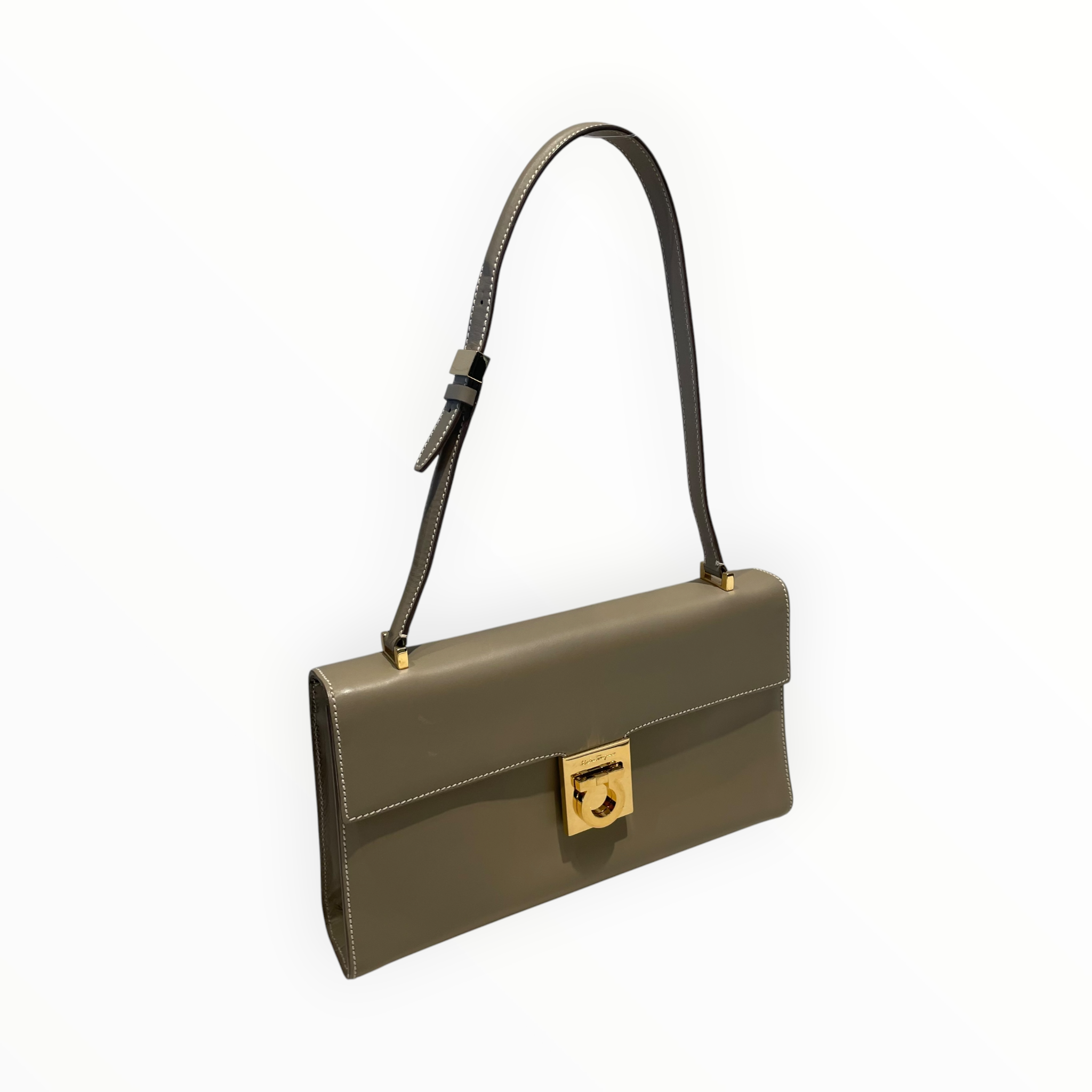 Salvatore Ferragamo/Hand Bag/Leather/BEG/Gancini Clasp view 6