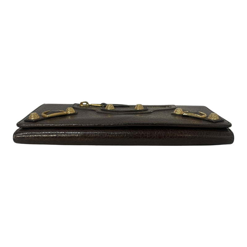 BALENCIAGA/Long Wallet/Lambskin/BRW/Gold Hardware
