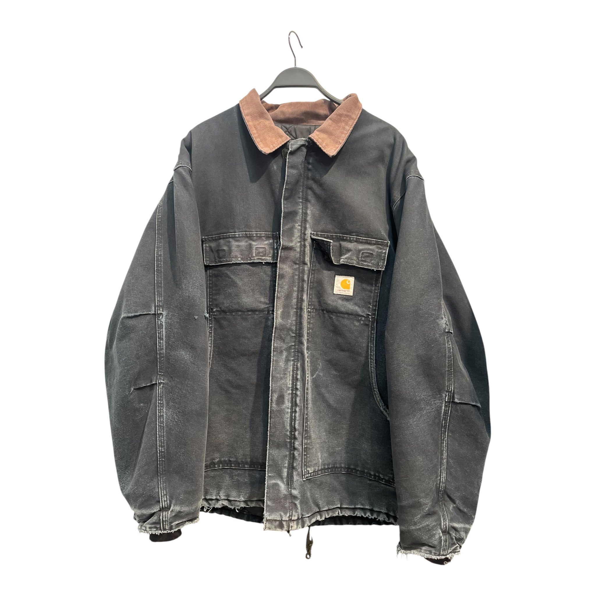Carhartt/Jacket/Cotton/BLU/work wear distressed/ collar view 1