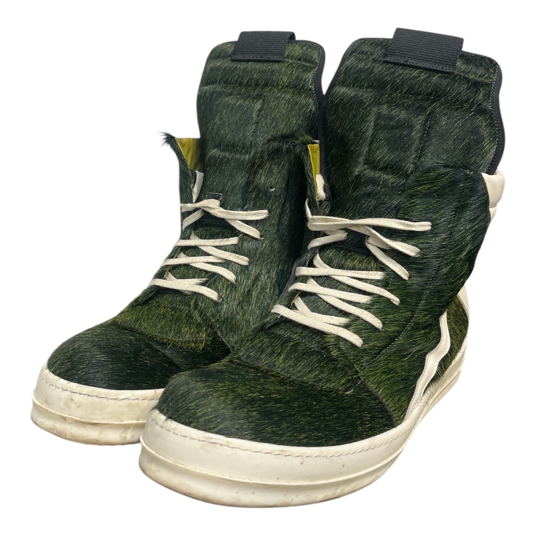 Rick Owens/Hi-Sneakers/EU 48/GRN/GREEN PONY HAIR GEOBASKET view 1