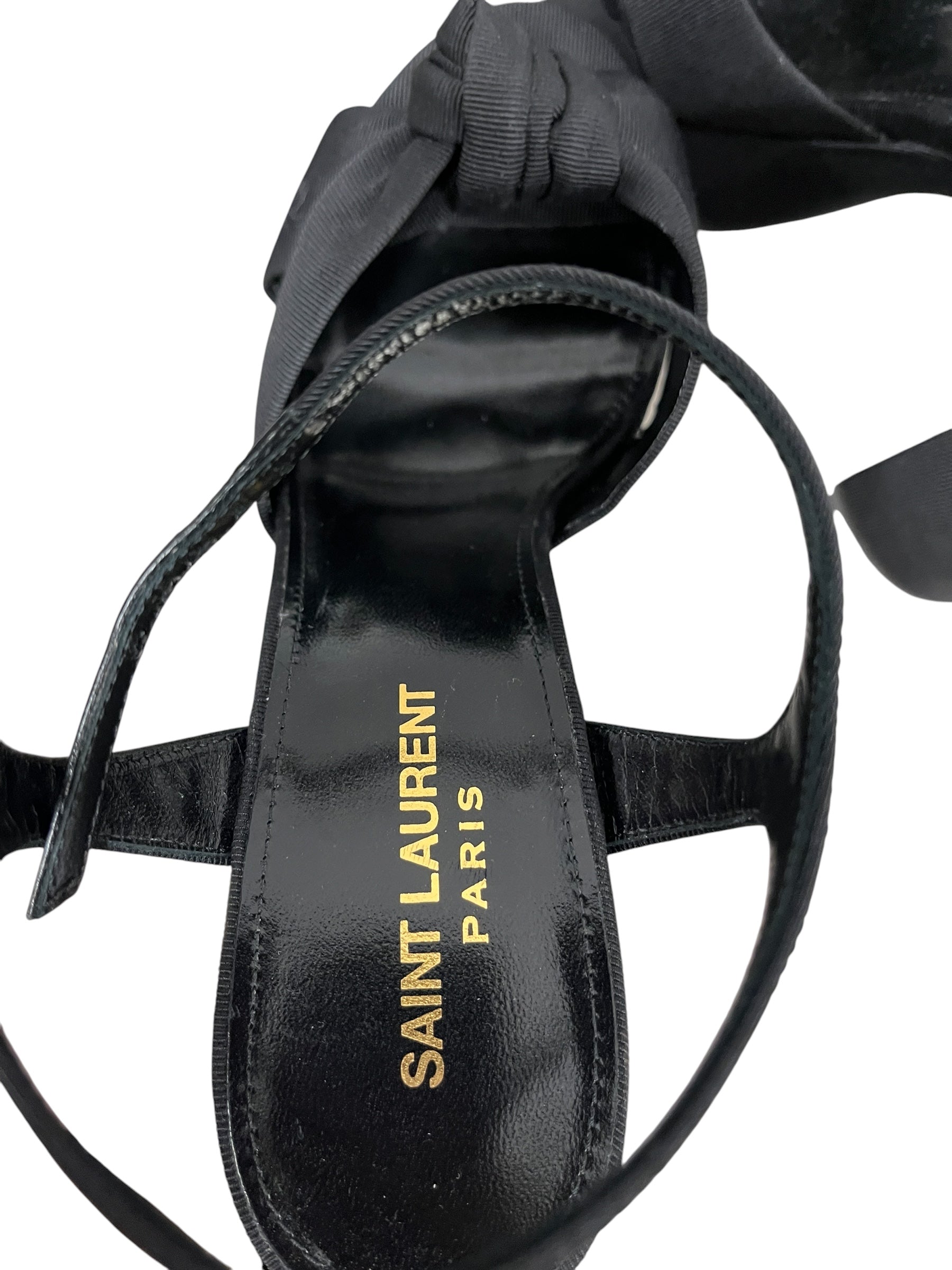 SAINT LAURENT/Heels/EU 38/Cotton/BLK/Open-Toe/BIANCA PLATFORM view 3
