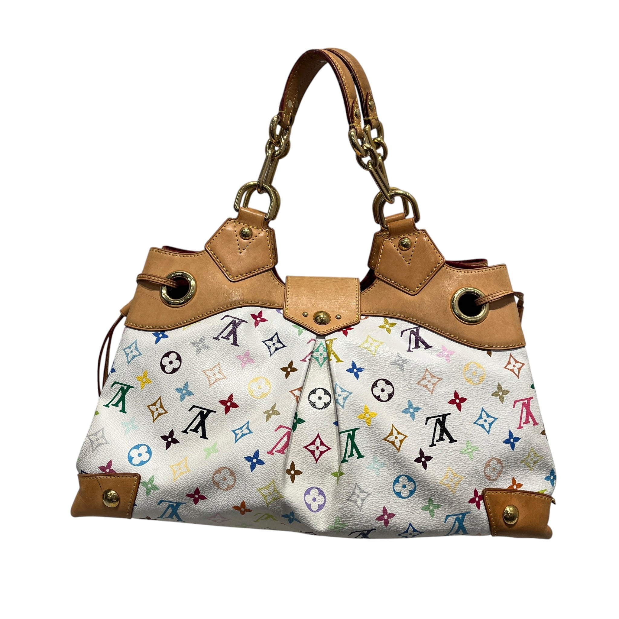 LOUIS VUITTON/Hand Bag/Leather/WHT/Multicolore Ursula/Gold detail view 2