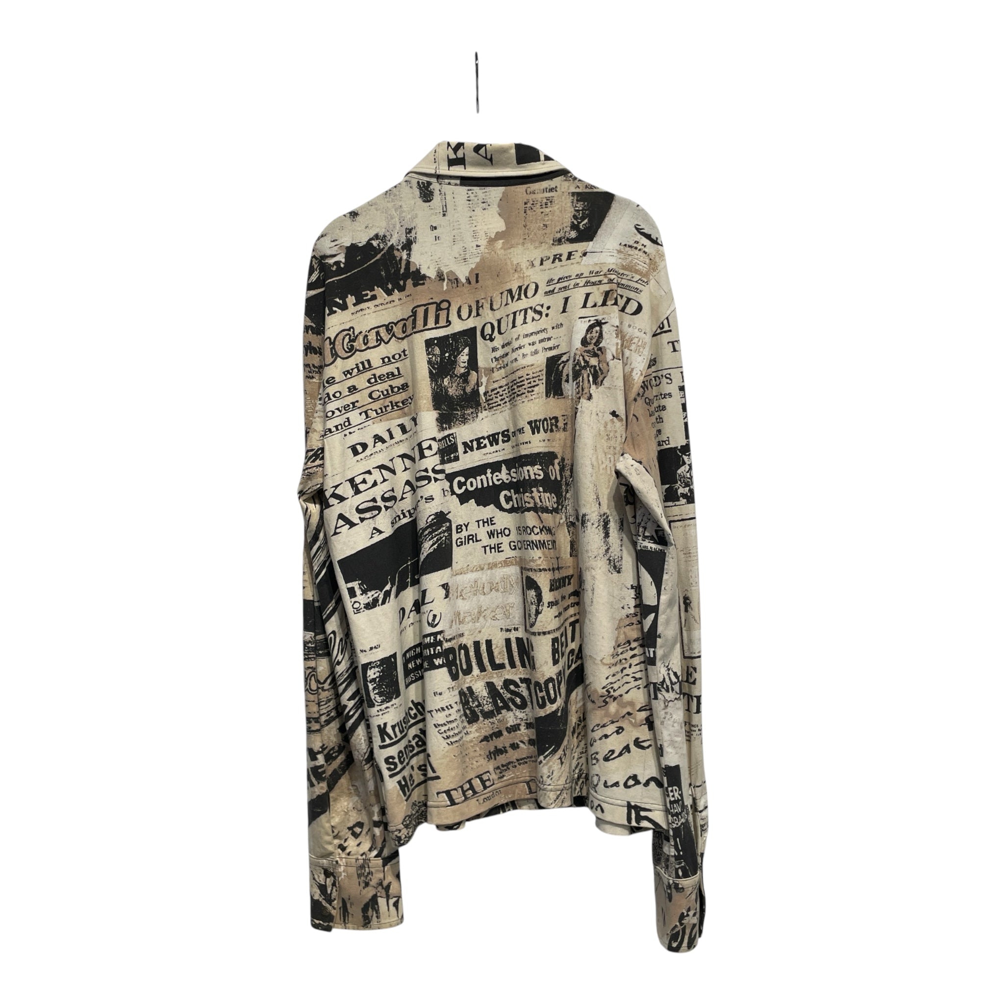 Just cavalli/LS Shirt/56/Cotton/BEG/All Over Print/newspaper view 2