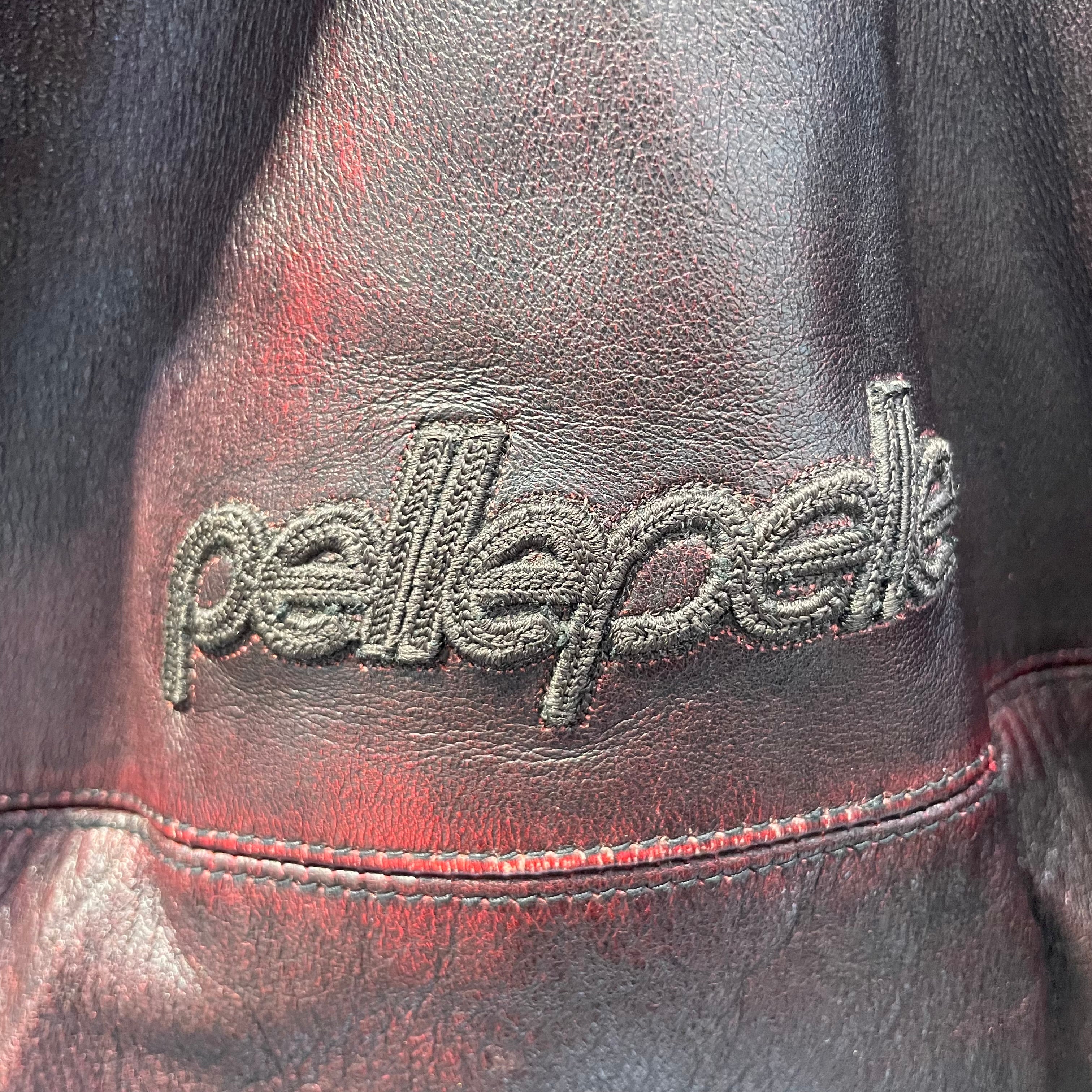 Pelle Pelle/Leather Jkt/54/Leather/RED/sil zipper/wash red/logo back view 3