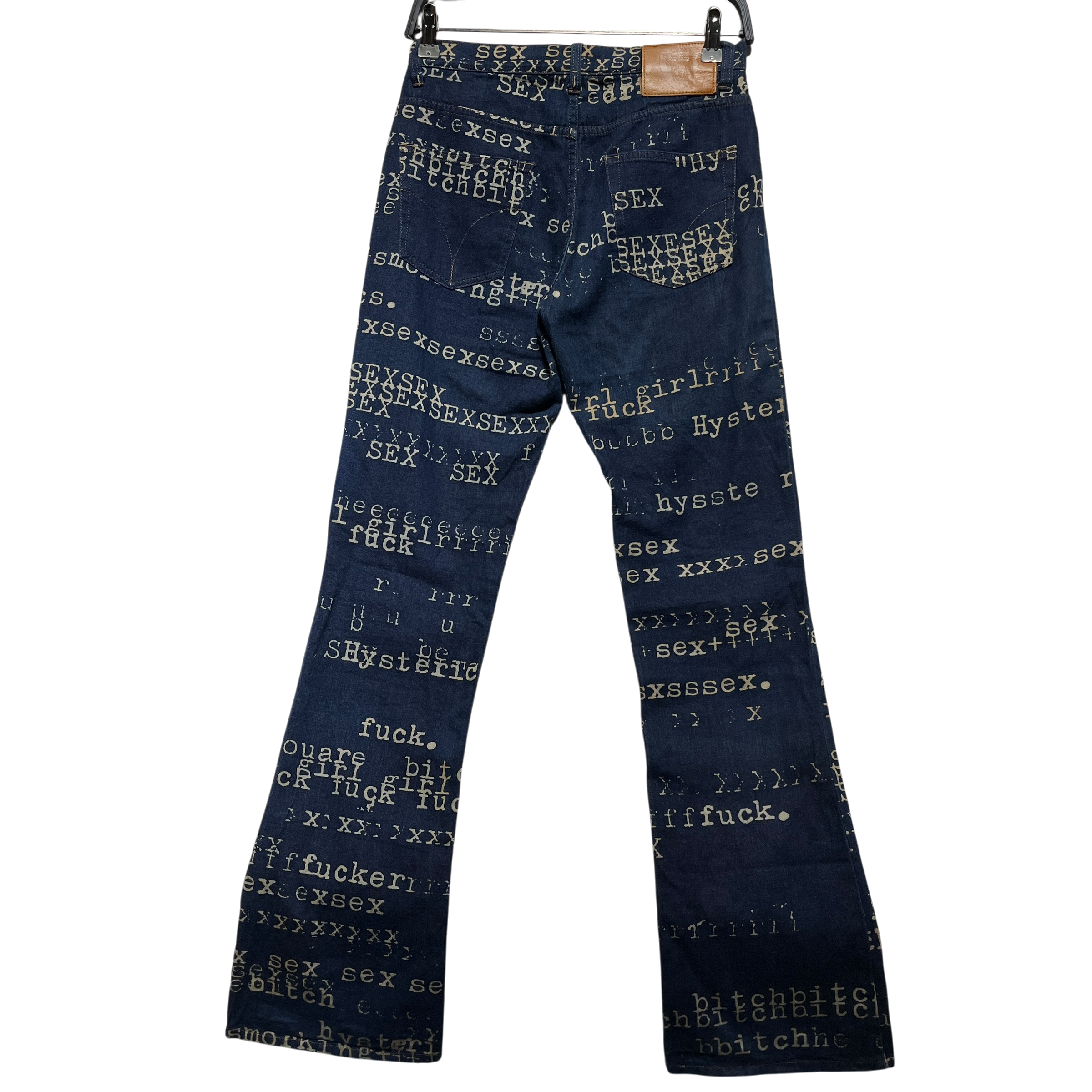 HYSTERIC/Straight Pants/M/Denim/NVY/All Over Print/Fuck S*x printed botcut view 3