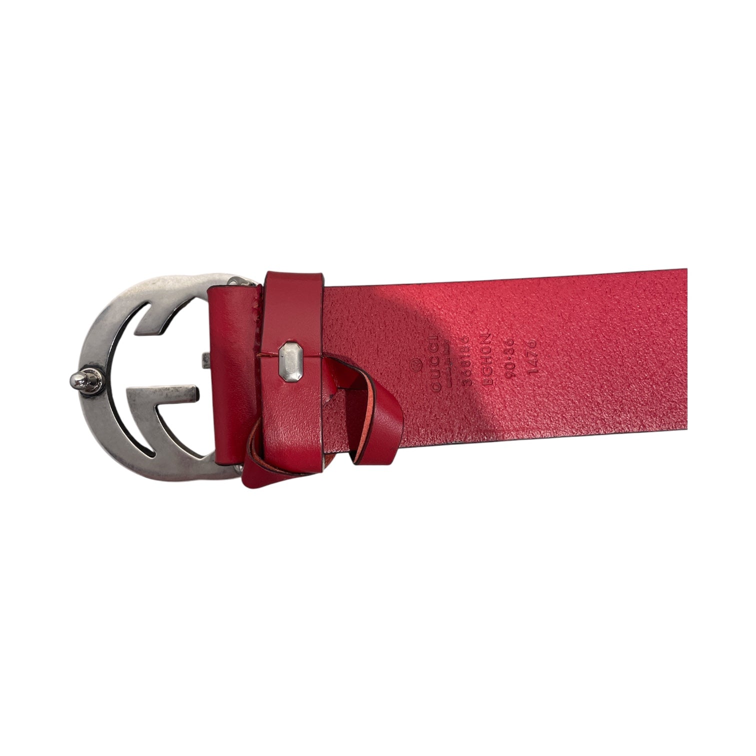 GUCCI/Belt/RED/M's/368186 Silver GG view 3