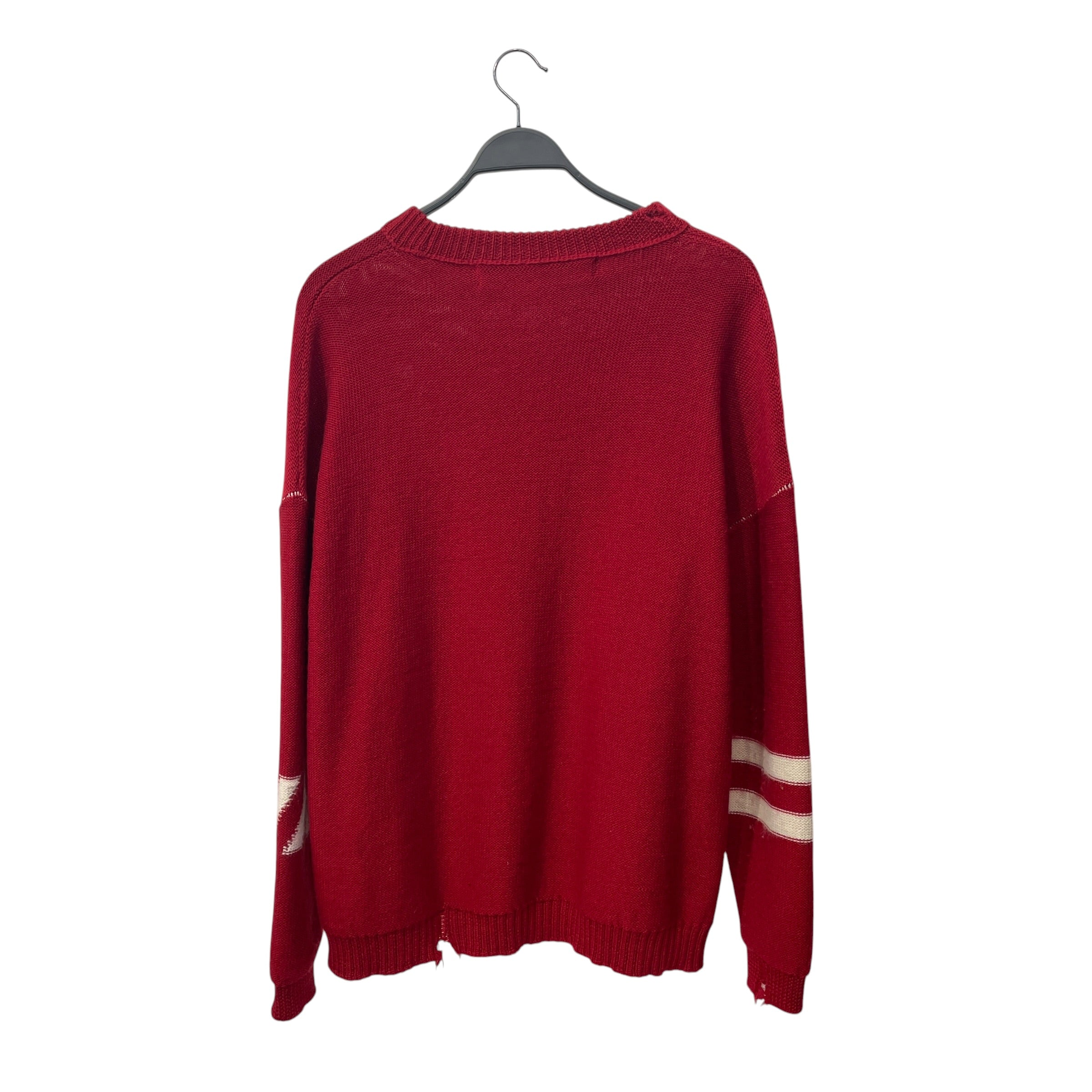OFF-WHITE/Cardigan/XS/Wool/RED/OFF WHITE chest logo striped view 2