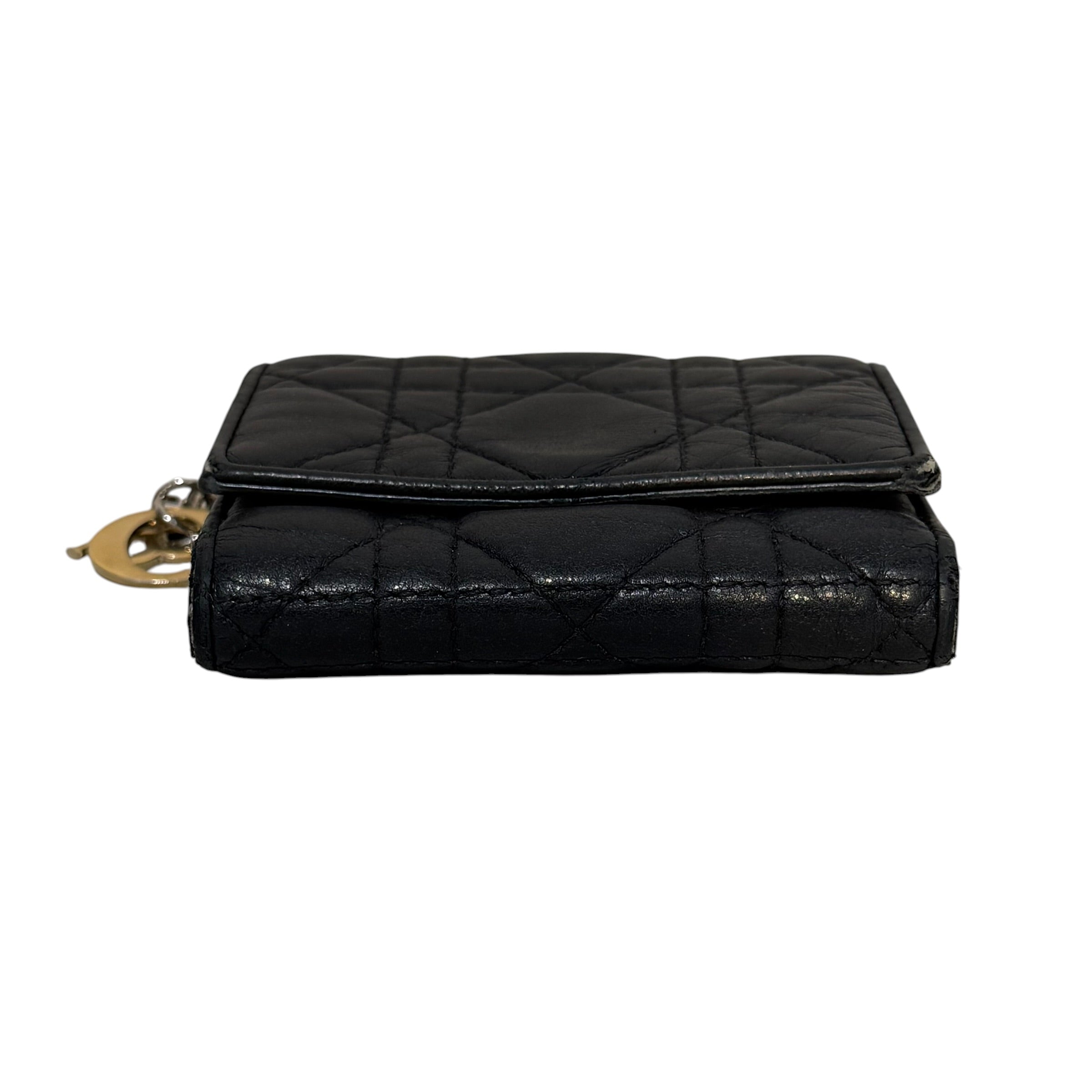Christian Dior/Wallet/Leather/BLK/L's/Lotus wallet view 4