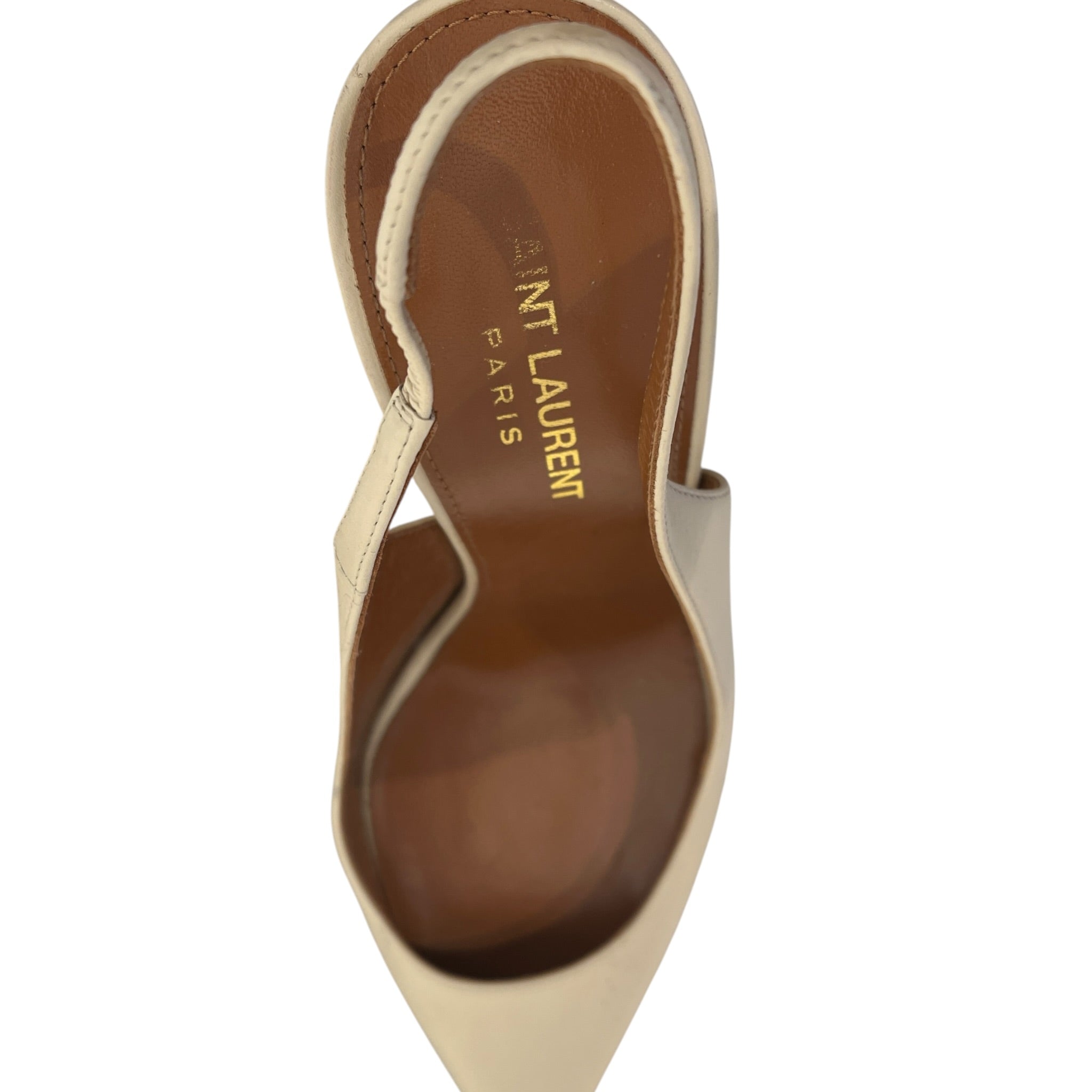 YVES SAINT LAURENT/Heels/EU 38/Leather/CRM/OPYUM SLINGBACK PUMPS view 3