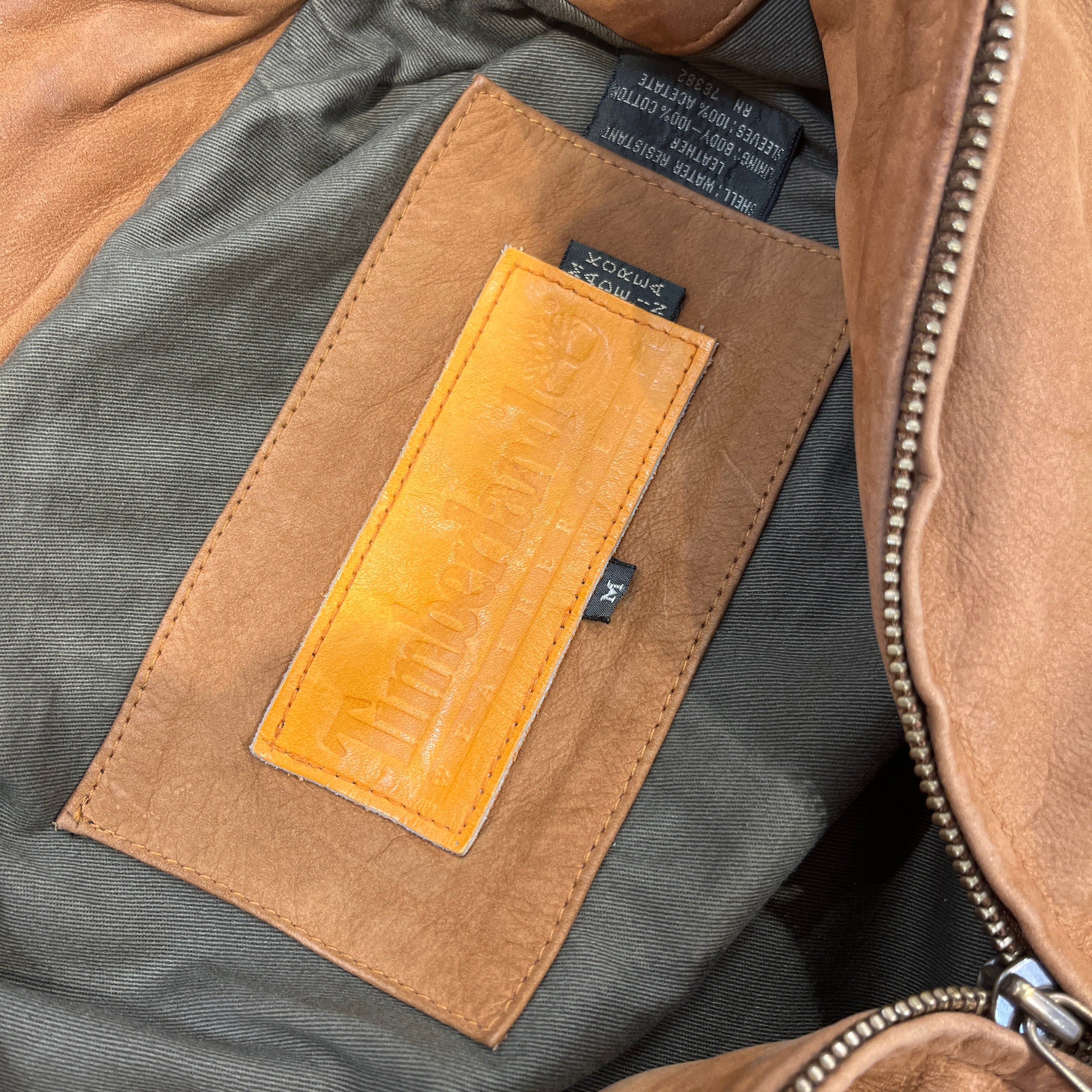 Timberland/Leather Jkt/M/Leather/BEG/Single Breasted/Green Interior view 3