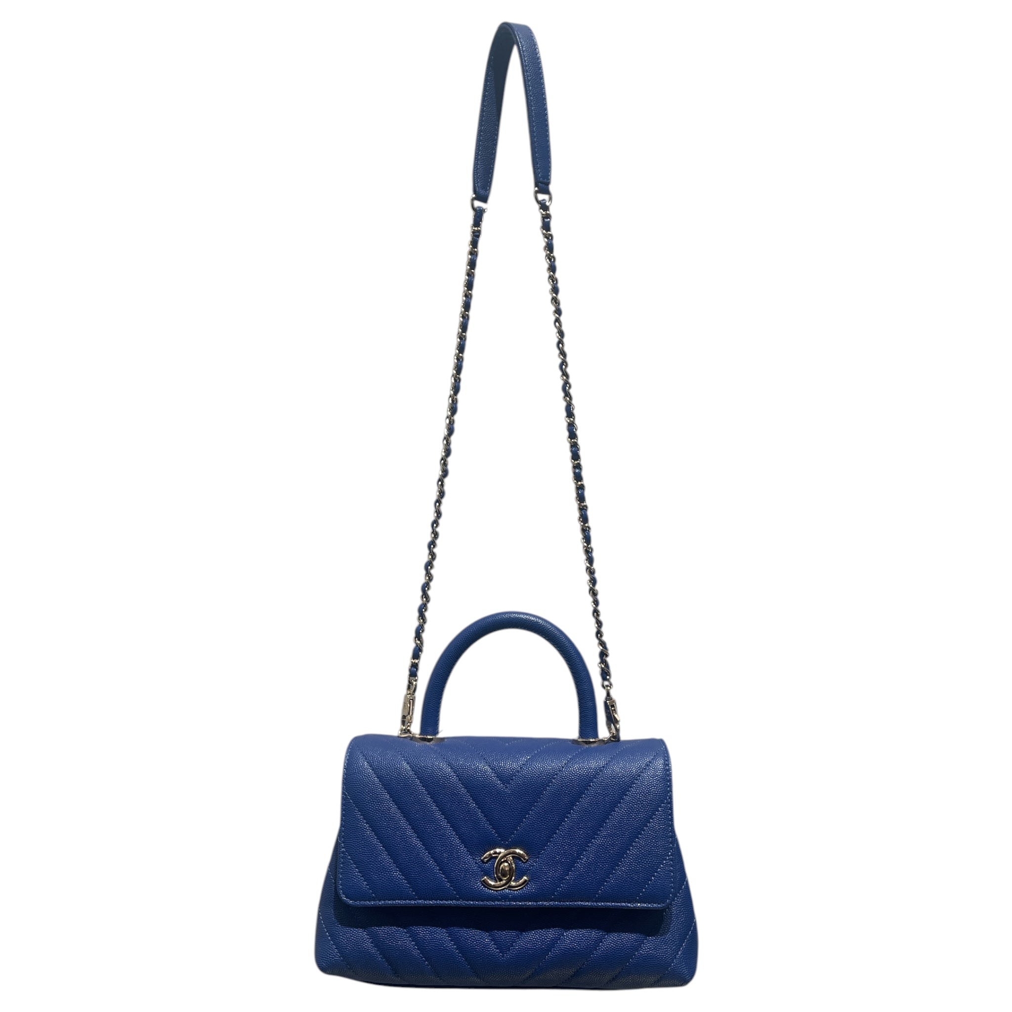 CHANEL/Cross Body Bag/Leather/BLU/chevron quilted caviar view 1