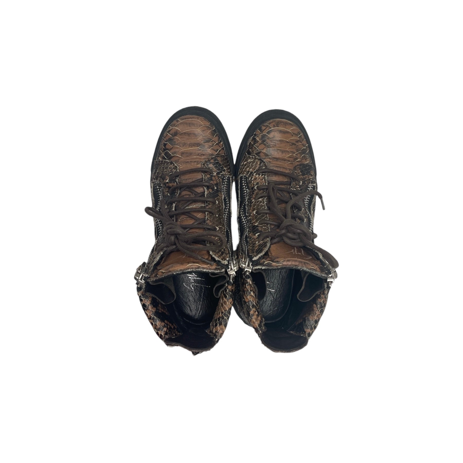 GIUSEPPE ZANOTTI DESIGN/Hi-Sneakers/EU 34/BRW/reptile skin 3 zippers view 3