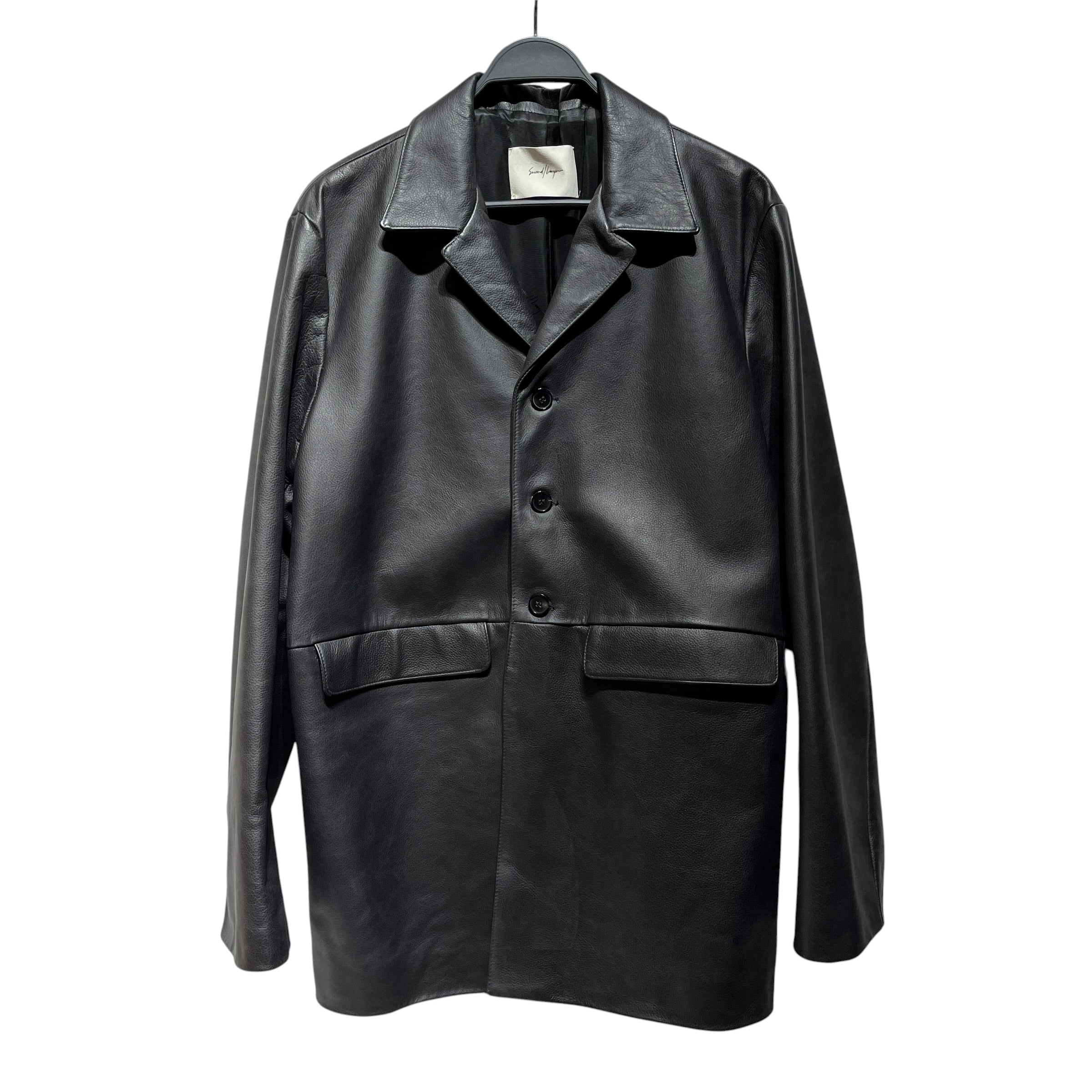 Second/Layer/Leather Jkt/48/Leather/BLK/long coat view 1
