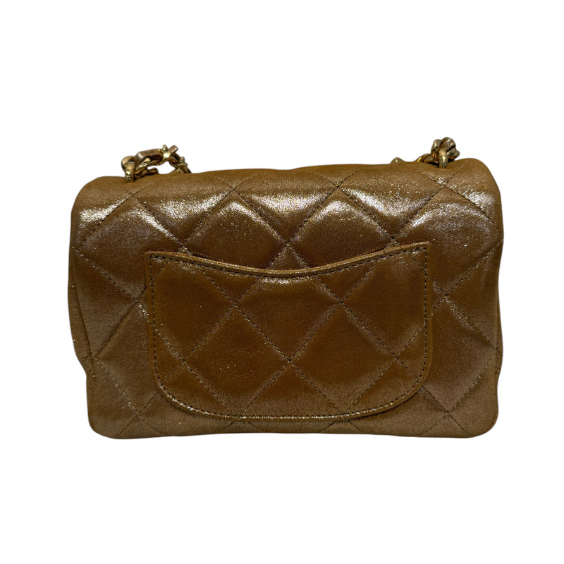 CHANEL/Cross Body Bag/S/Leather/GLD/CRYSTAL CC