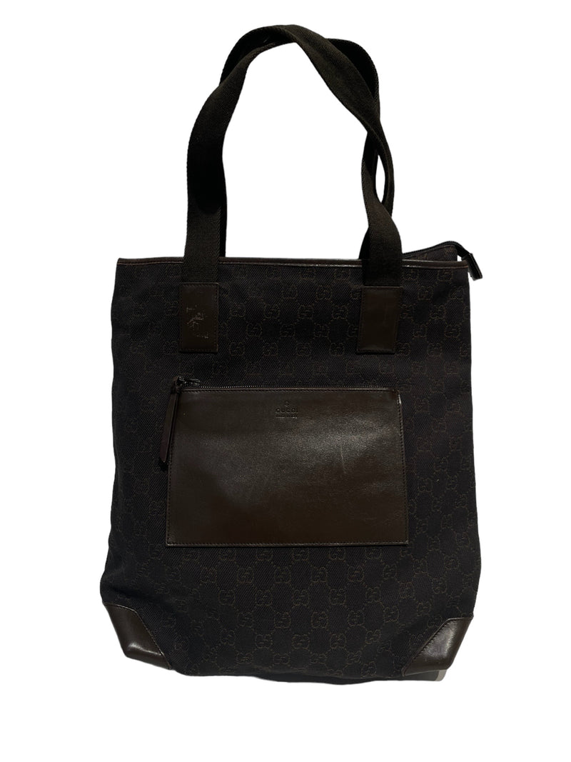GUCCI/Hand Bag/M/All Over Print/Leather/BRW/WEB TOTE BAG