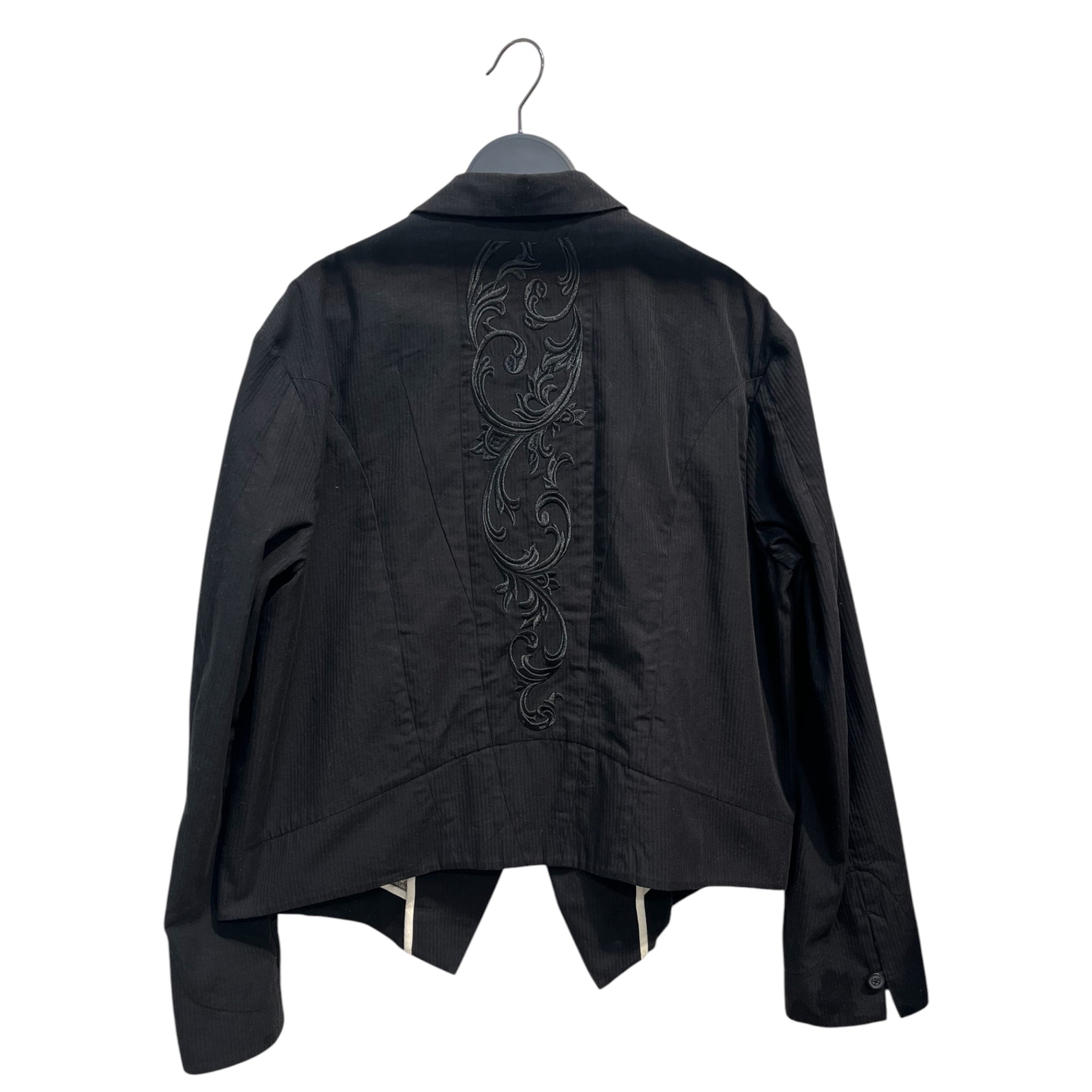 Professor.E/Tailored Jkt/L/Cotton/BLK/Stripe/FOLIAGE SCROLL EMBROIDERED JKT view 2