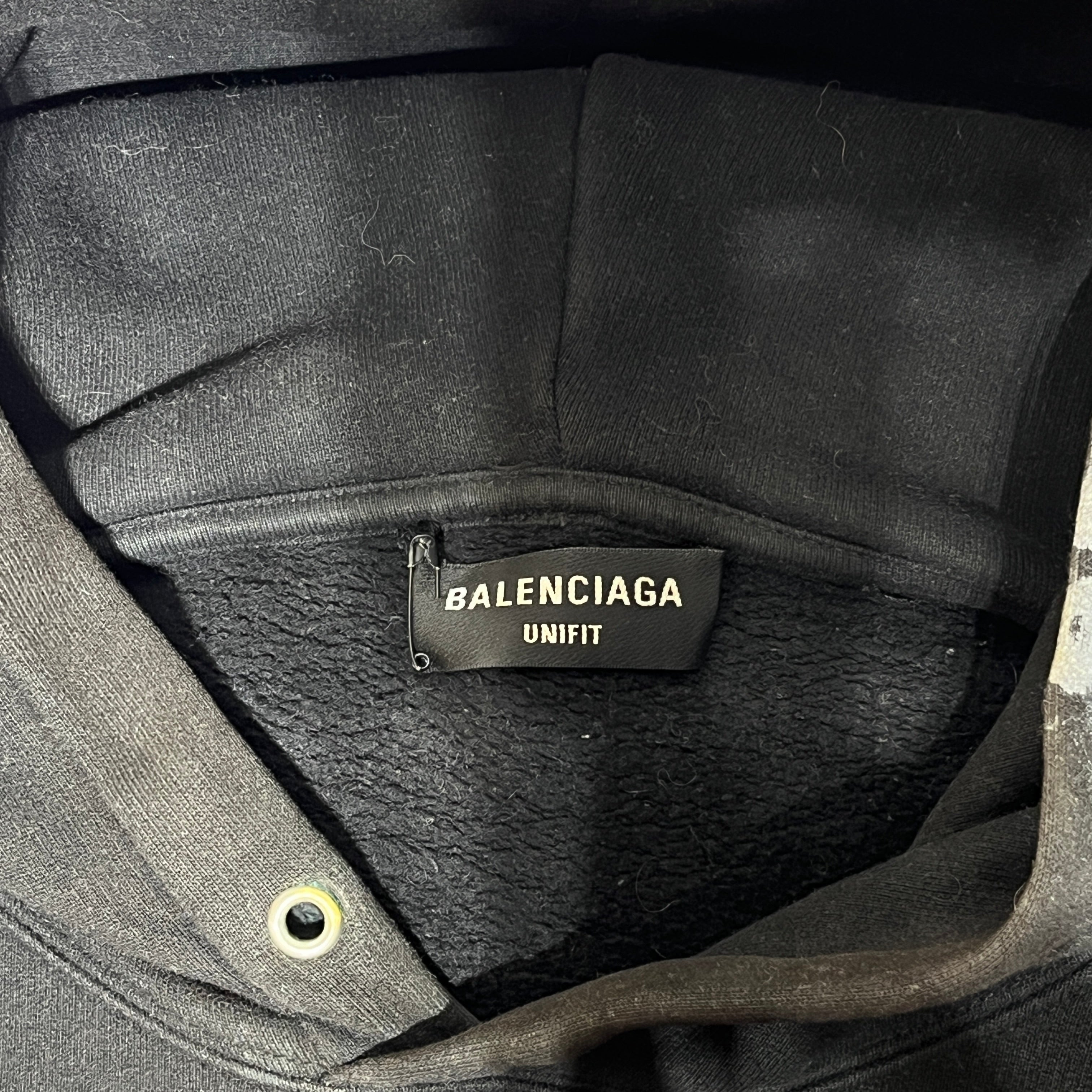 BALENCIAGA/Hoodie/XL/Cotton/BLK/Painted Pullover Hoodie view 3