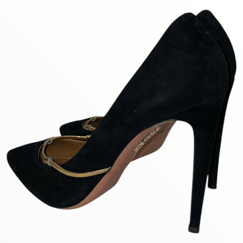 AQUAZZURA/Heels/EU 39.5/Suede/BLK/