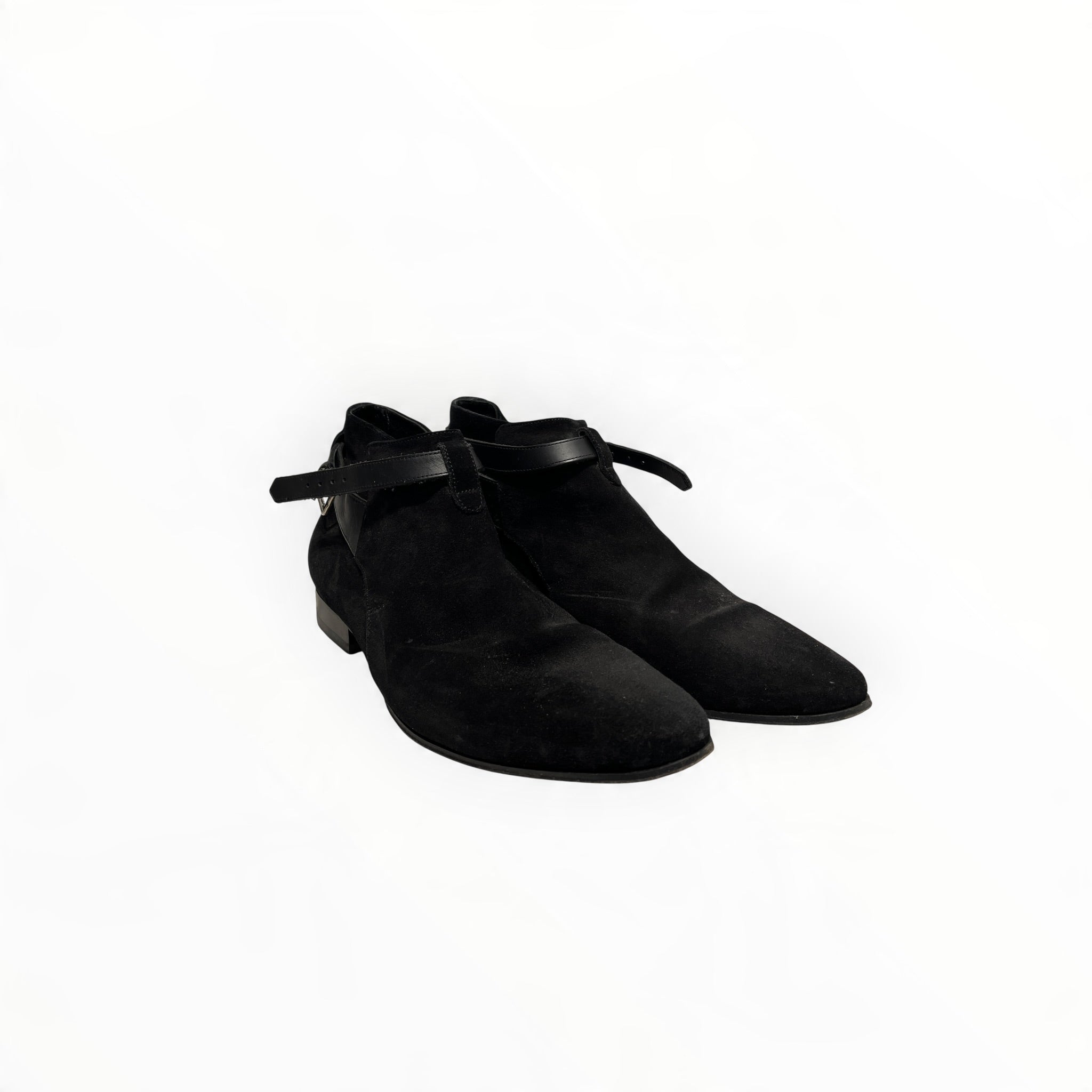 YVES SAINT LAURENT/Boots/US 8/Leather/BLK/LOW BUCKLE view 1