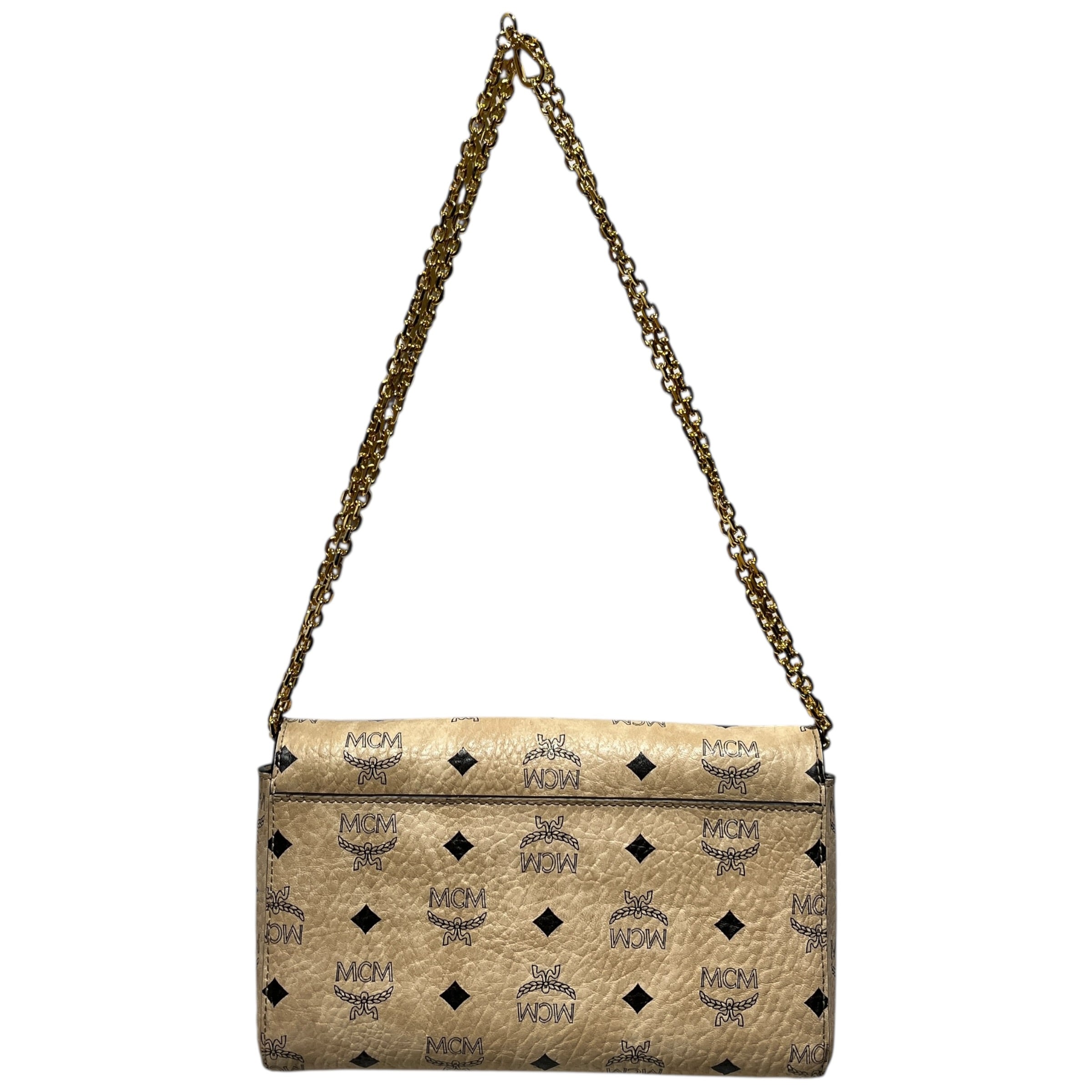 MCM/Cross Body Bag/Monogram/Leather/CRM/Cream gold hardware view 6