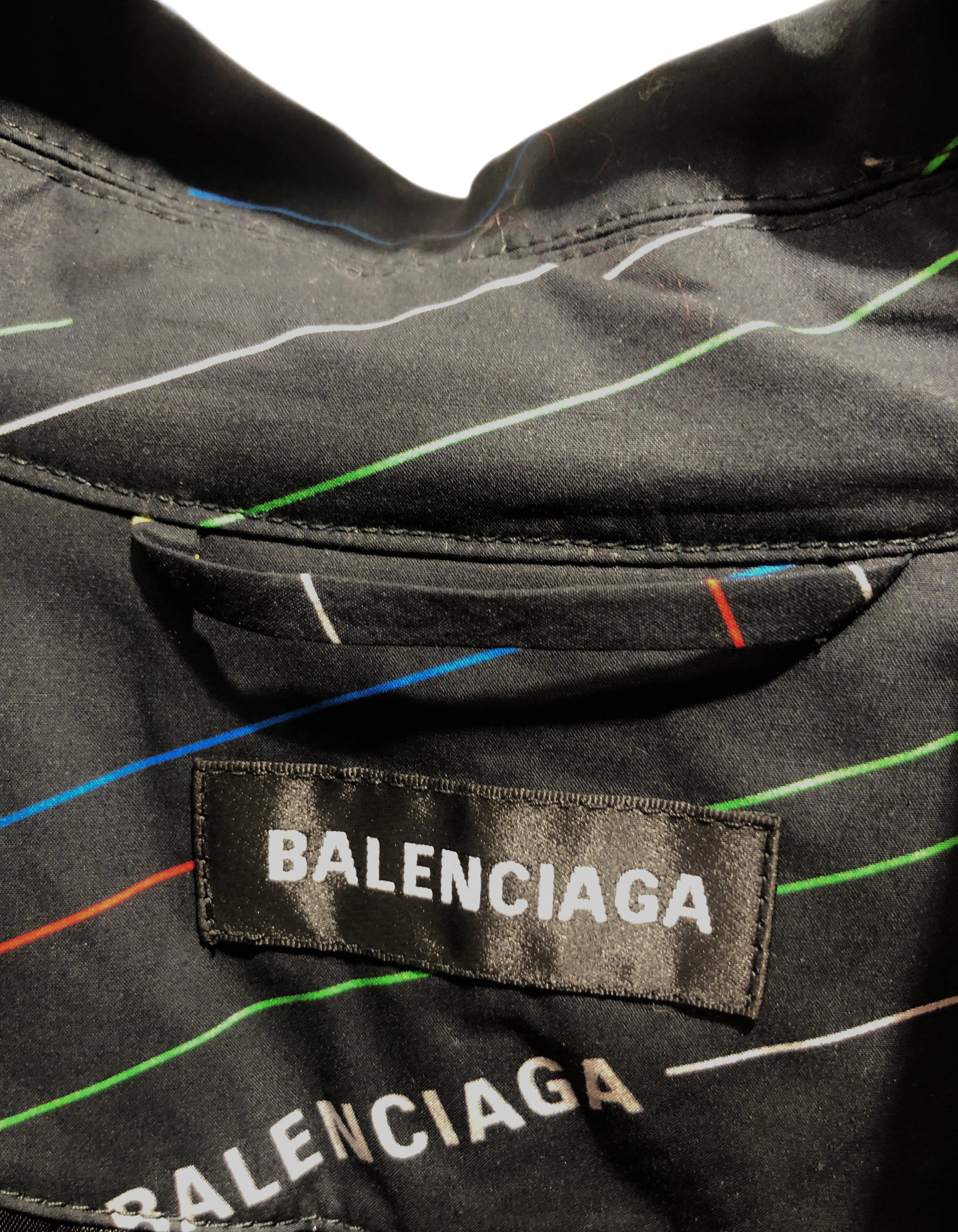 BALENCIAGA/Jacket/54/BLK/All Over Print/RAINBOW SCRIPT BUTTON UP SS view 4
